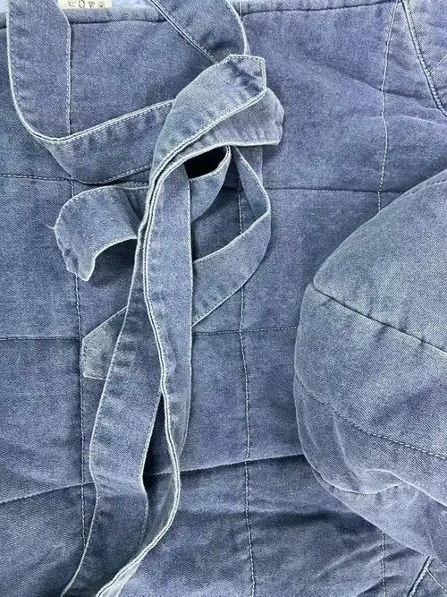 Winter Sleeveless Side Lace Up Vest Jacket Zipper Denim