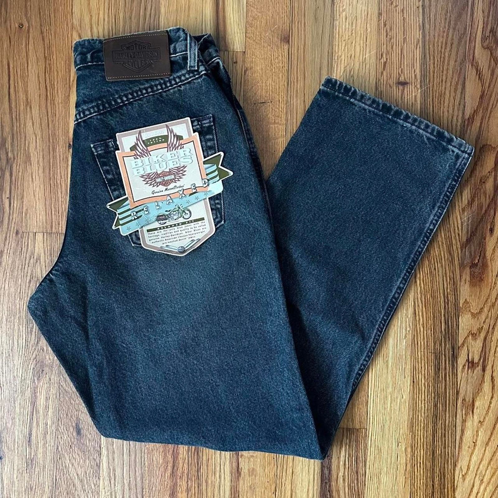 Harley Davidson × Vintage NWT Harley Davidson Jeans Biker Blues Relaxed Fit size 28x30 Size US 28 / EU 44 - 2 Thumbnail
