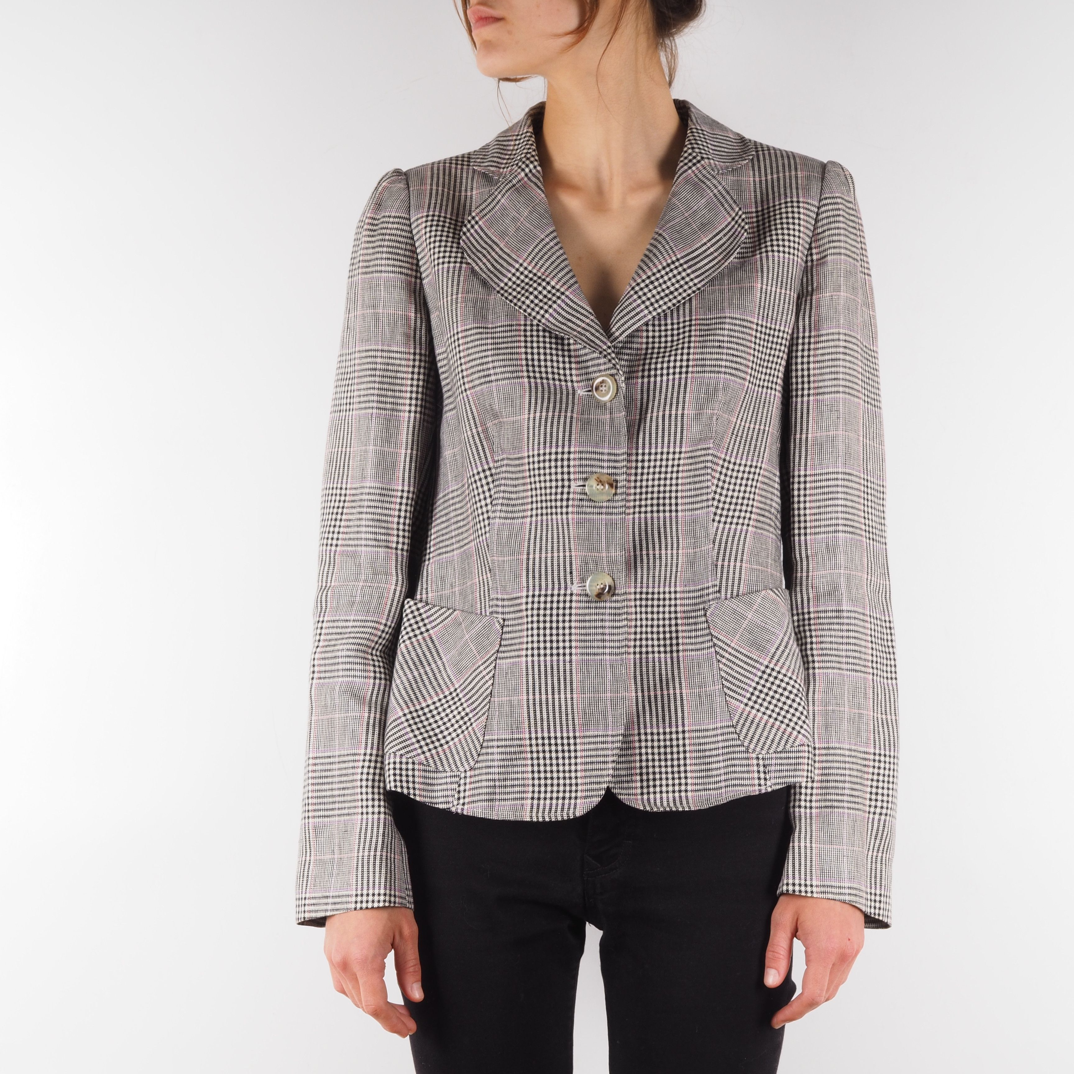 Armani Collezioni Armani Collezioni Linen Plaid Gray Jacket Blazer Size L / US 10 / IT 46 - 1 Thumbnail