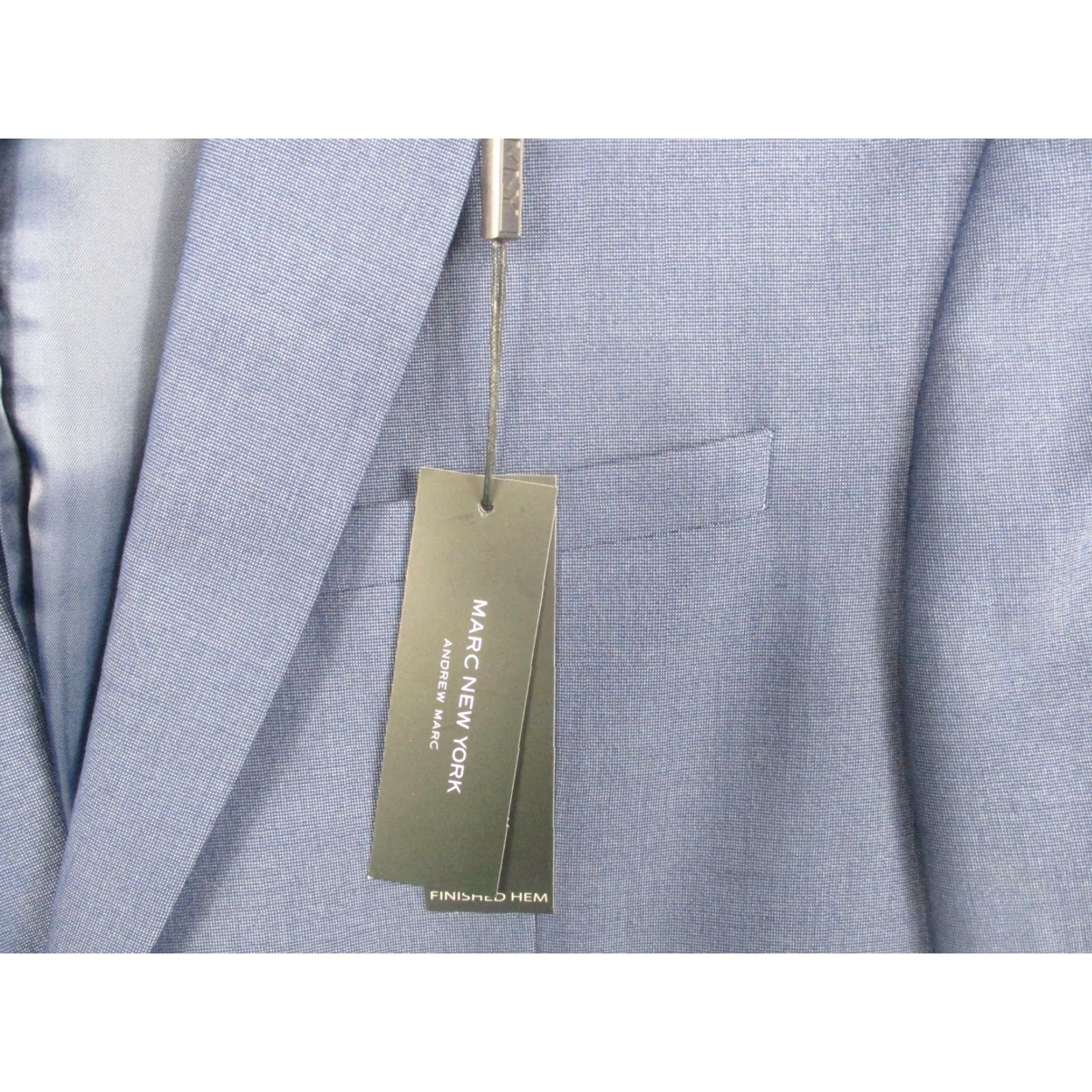 Vintage Marc New York Andrew Marc Blazer Mens 42R Casselman Blue Stretch Suit Jacket 2 Piece Notch Lapel Two-Button Casual Formal Business Size 42R - 3 Thumbnail