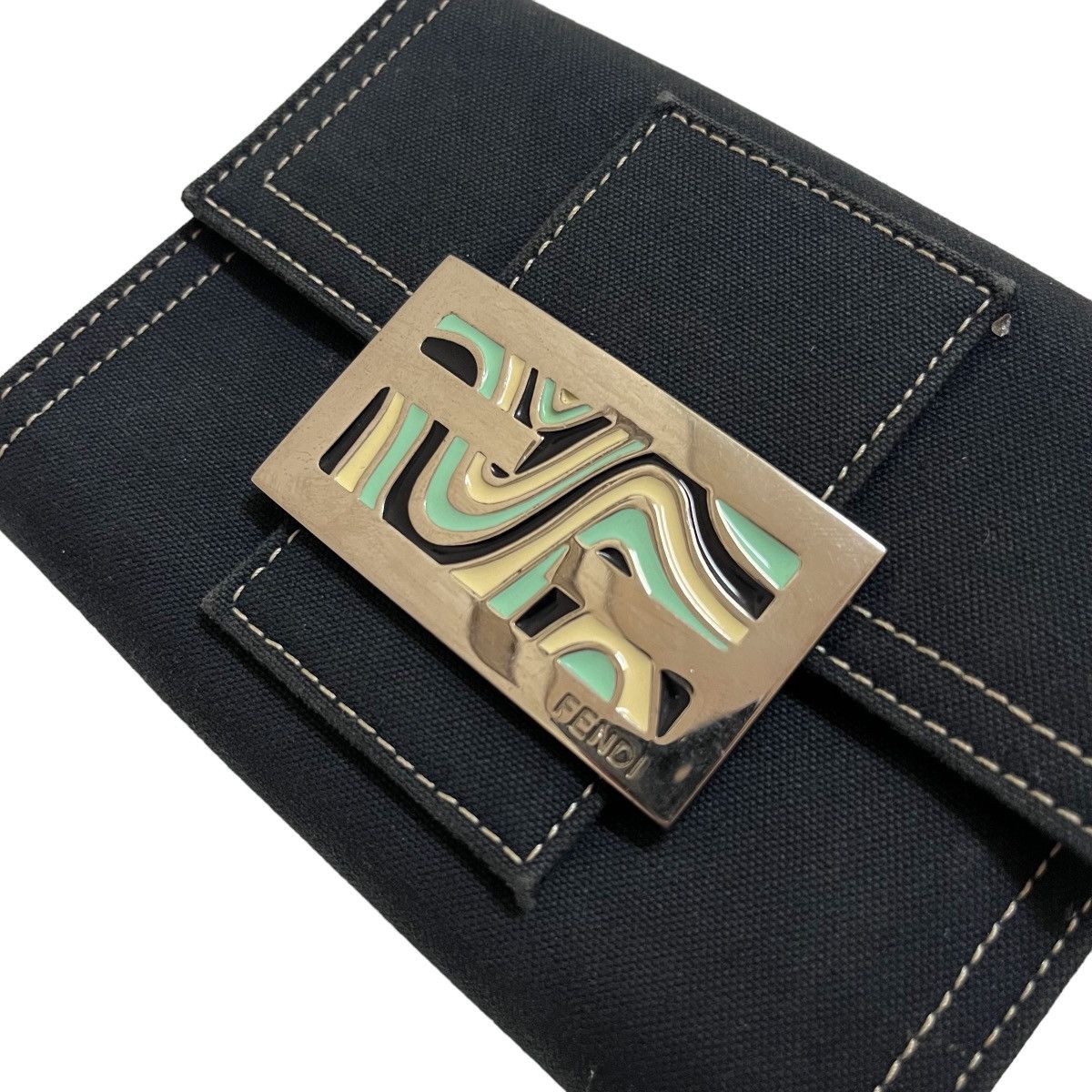 Fendi Authentic Fendi Roma Dark Blue Canvas Wallet Size ONE SIZE - 4 Thumbnail