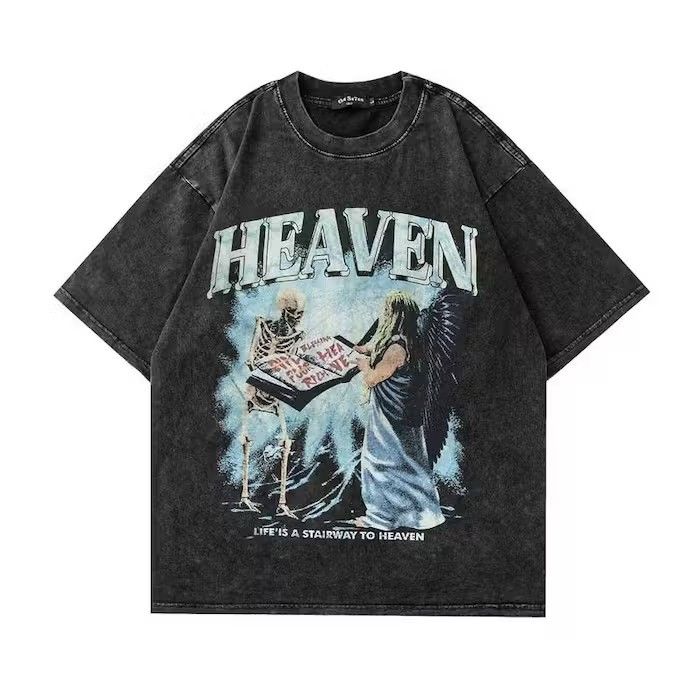 image of Vintage Heaven Graphic T Shirt in Black, Men's (Size Large)