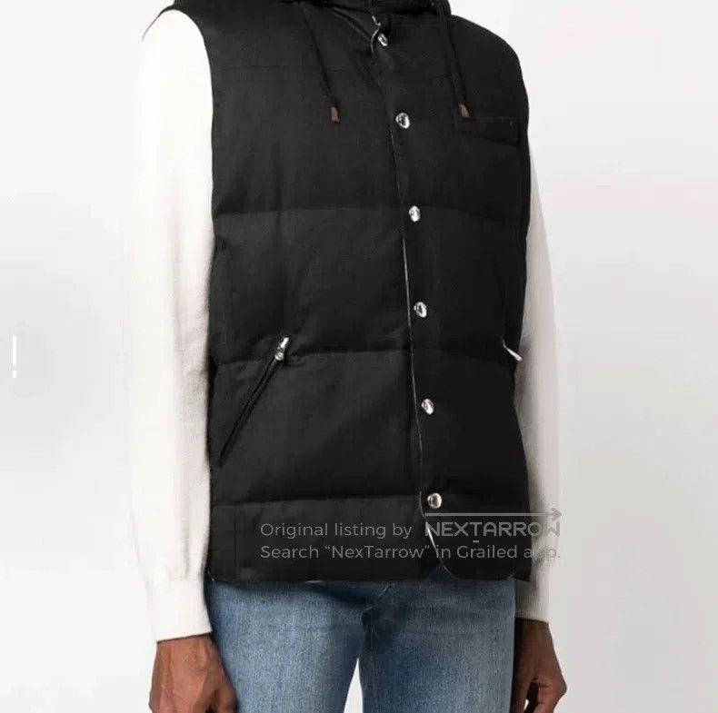Brunello Cucinelli Brunello Cucinelli Black wool hooded down vest Size US L / EU 52-54 / 3 - 3 Thumbnail
