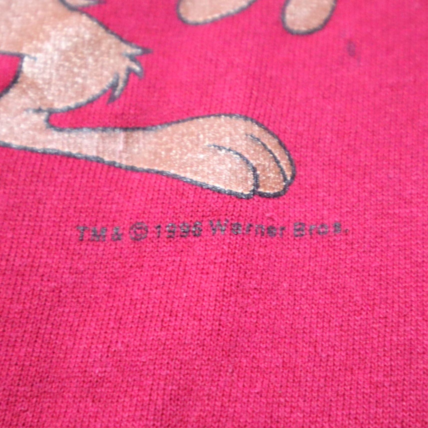 Vintage Looney Tunes Pullover Sweatshirt Adult XL Red 90s Cartoon Bugs Bunny Daffy Duck Tweety Logo Graphic Print Size XL / US 12-14 / IT 48-50 - 2 Thumbnail