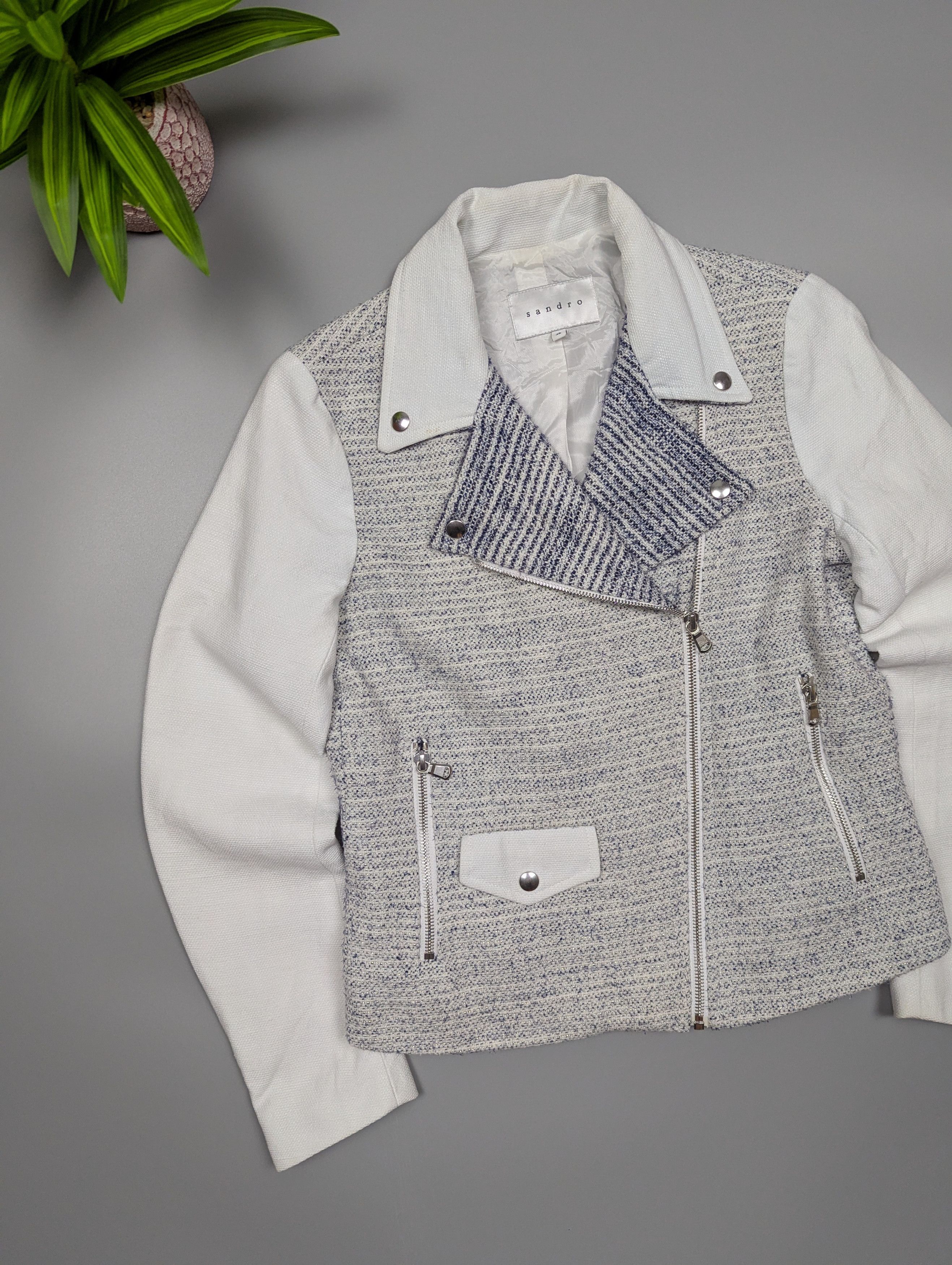 Sandro Sandro Paris Vernis Tweed Moto Biker Jacket Size 36 Size S / US 4 / IT 40 - 2 Thumbnail