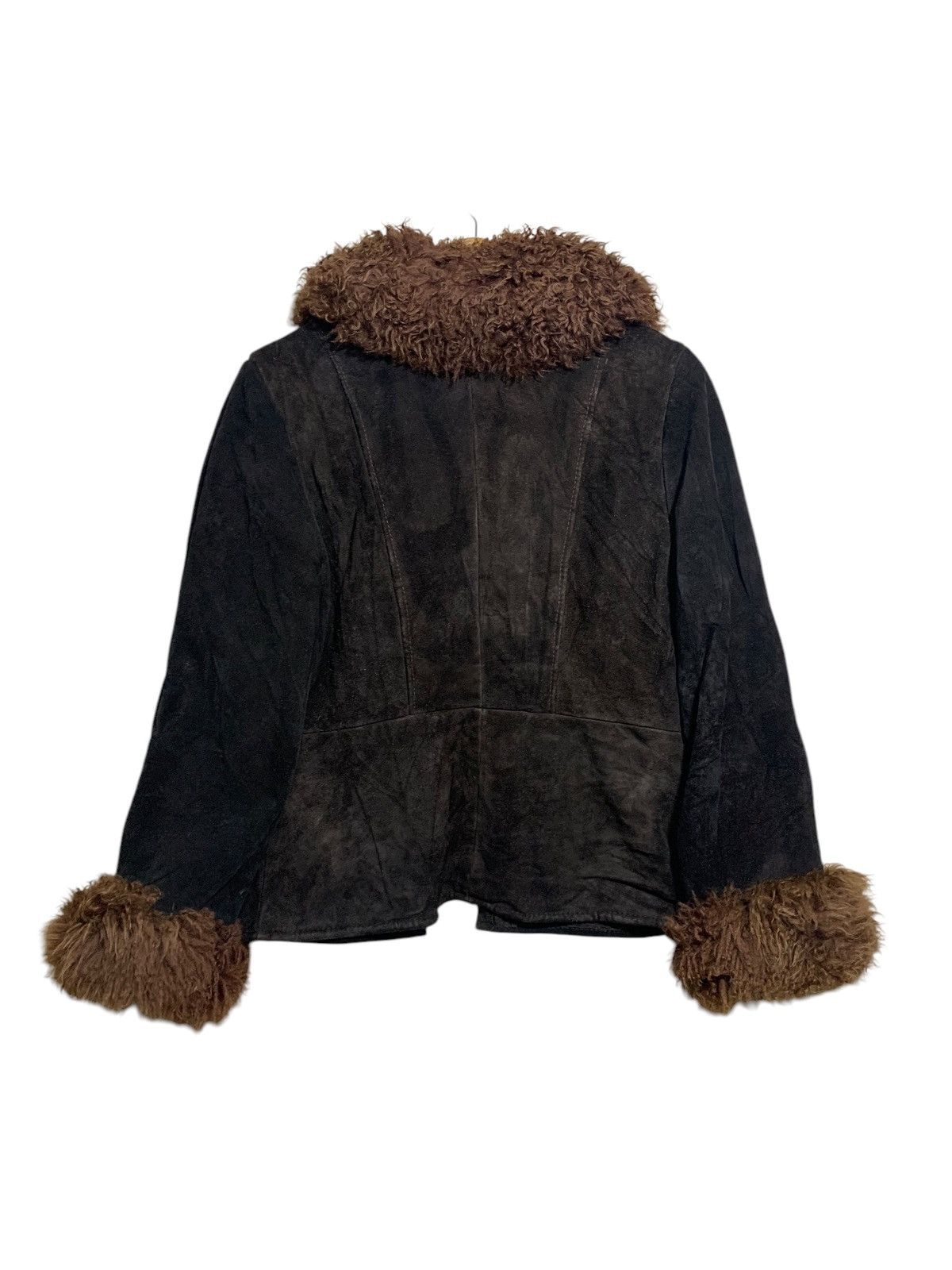 Genuine Leather 🔥BETTY BARCLAYS LEATHER FUR JACKETS BROWN Size M / US 6-8 / IT 42-44 - 4 Thumbnail