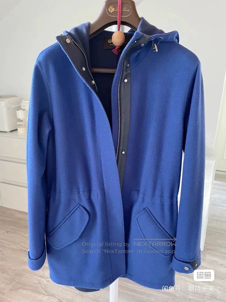 Loro Piana Loro Piana Blue baby cashmere coat with leather trimmings, Size XS / US 0-2 / IT 36-38 - 1 Thumbnail