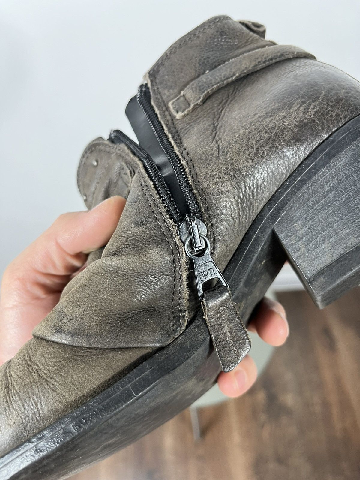 Other Avant-Garde Distressed Leather Ankle Boots Zip Buckle 38 Size US 7.5 / IT 37.5 - 16 Thumbnail