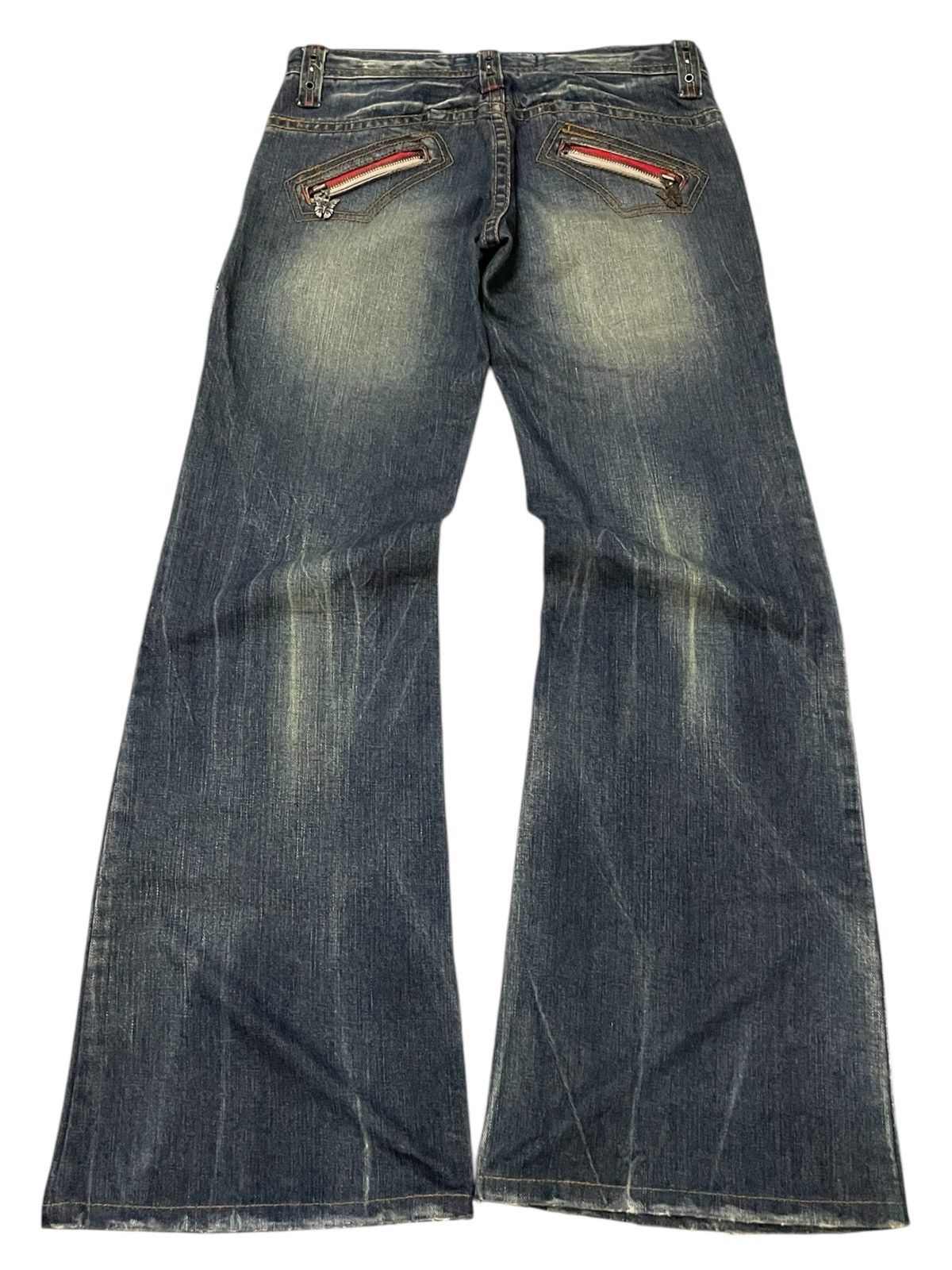 Hysteric Glamour × Japanese Brand LLC Japan Studded Mud Wash Embellished Flare Wide Leg Jeans Size US 29 - 2 Thumbnail