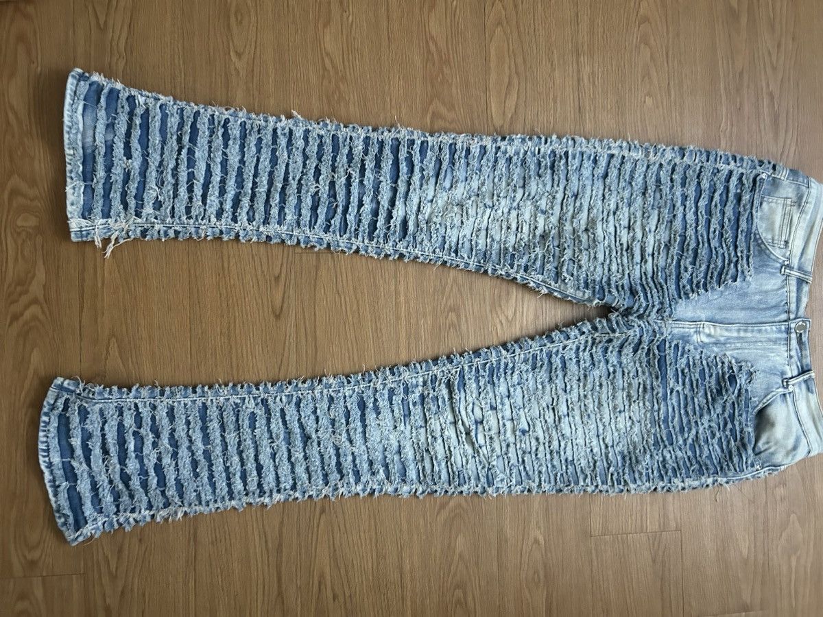 Fuzzy denim jeans