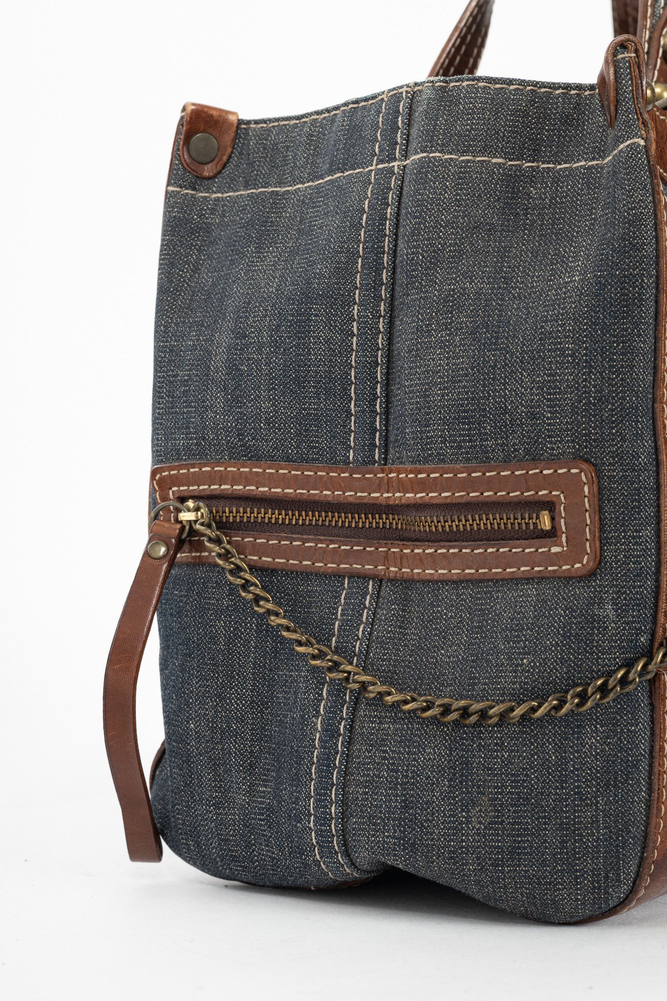 Burberry Burberry Blue Label Blue Denim & Leather-Trim Handbag Size ONE SIZE - 9 Thumbnail