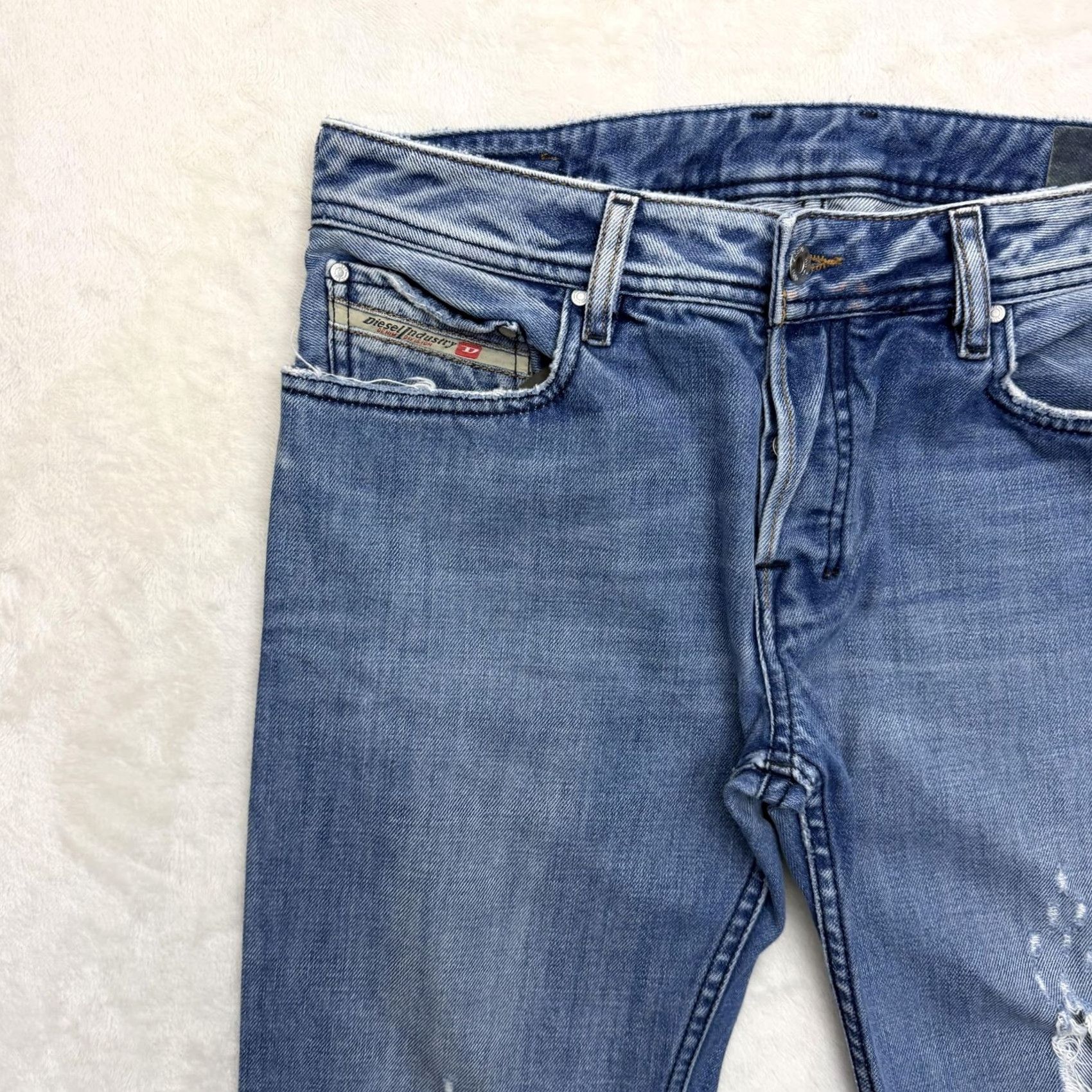 Diesel Diesel Jeans Pants Mens 32x30 Blue Medium Wash Distressed Straight Leg Denim Jeans Size US 31 - 5 Thumbnail