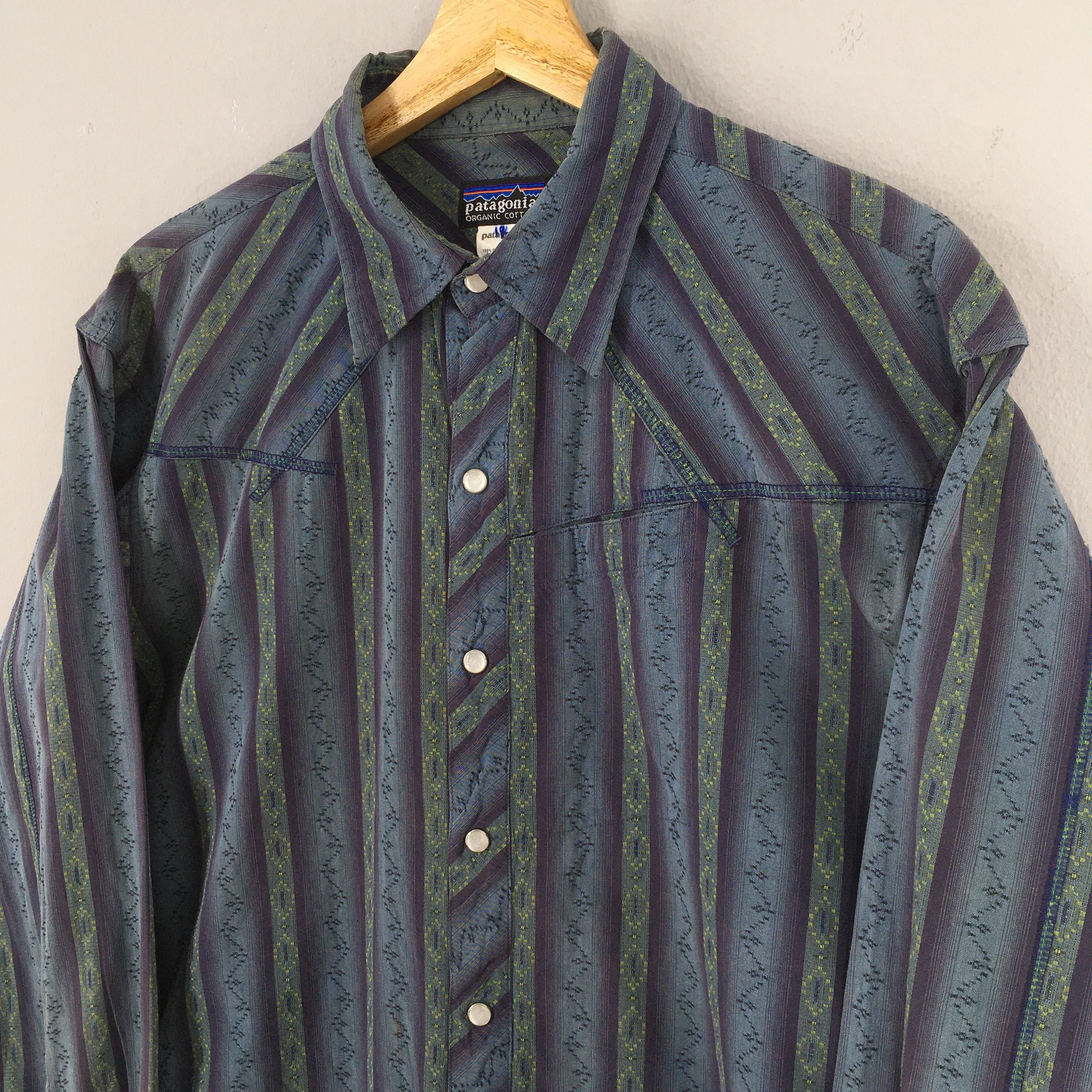 Flannel × Patagonia × Vintage Vintage Patagonia Western Stripes Pearl Snap Shirt Medium Size US M / EU 48-50 / 2 - 3 Thumbnail
