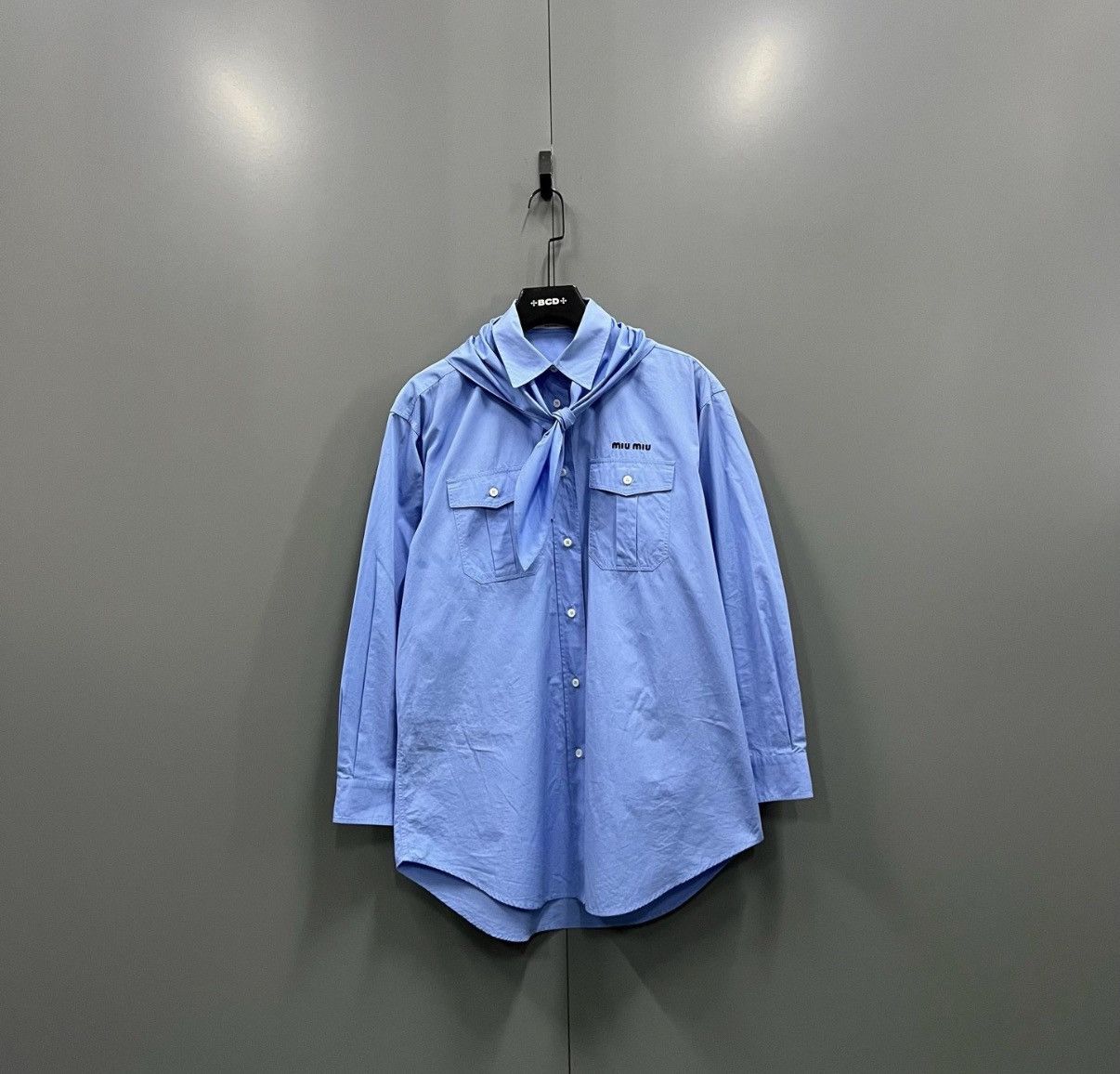 Miu Miu Miu Miu Blue Mini Logo Shirt J41 Size XS / US 0-2 / IT 36-38 - 1 Thumbnail