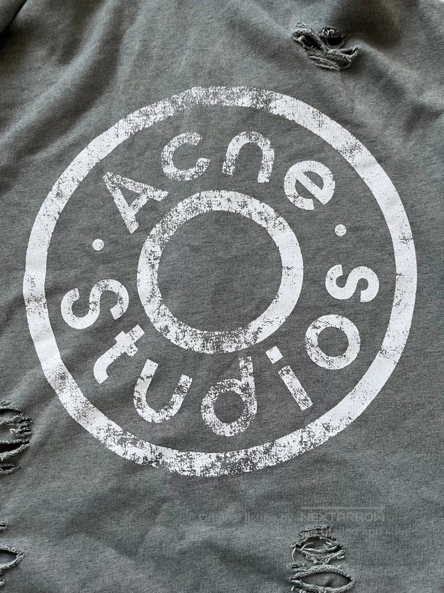 Acne Studios Acne Studios Distressed Zip Hoodie in Green. Size US XXS / EU 40 - 3 Thumbnail