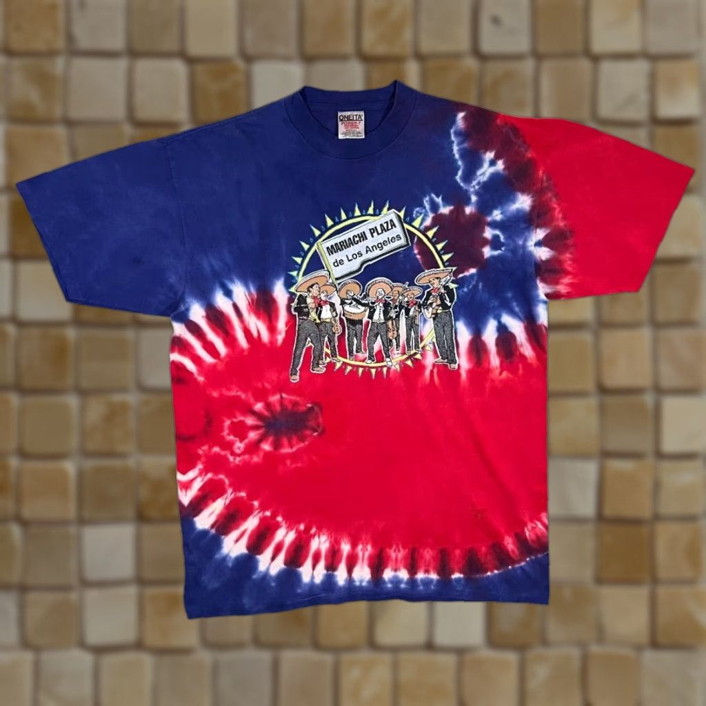 Vintage Vintage Oneita MARIACHI PLAZA Los Angeles Tie Dye Single Stitch T-Shirt XL Mens Size US XL / EU 56 / 4 - 1 Thumbnail