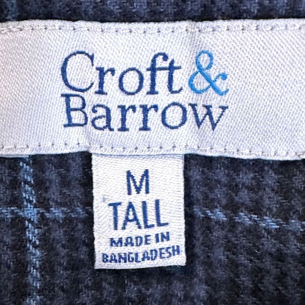 Croft & Barrow VINTAGE Croft Barrow Flannel Shirt Mens Medium Tall Grey Blue Houndstooth Check NEW Size US M / EU 48-50 / 2 - 4 Thumbnail