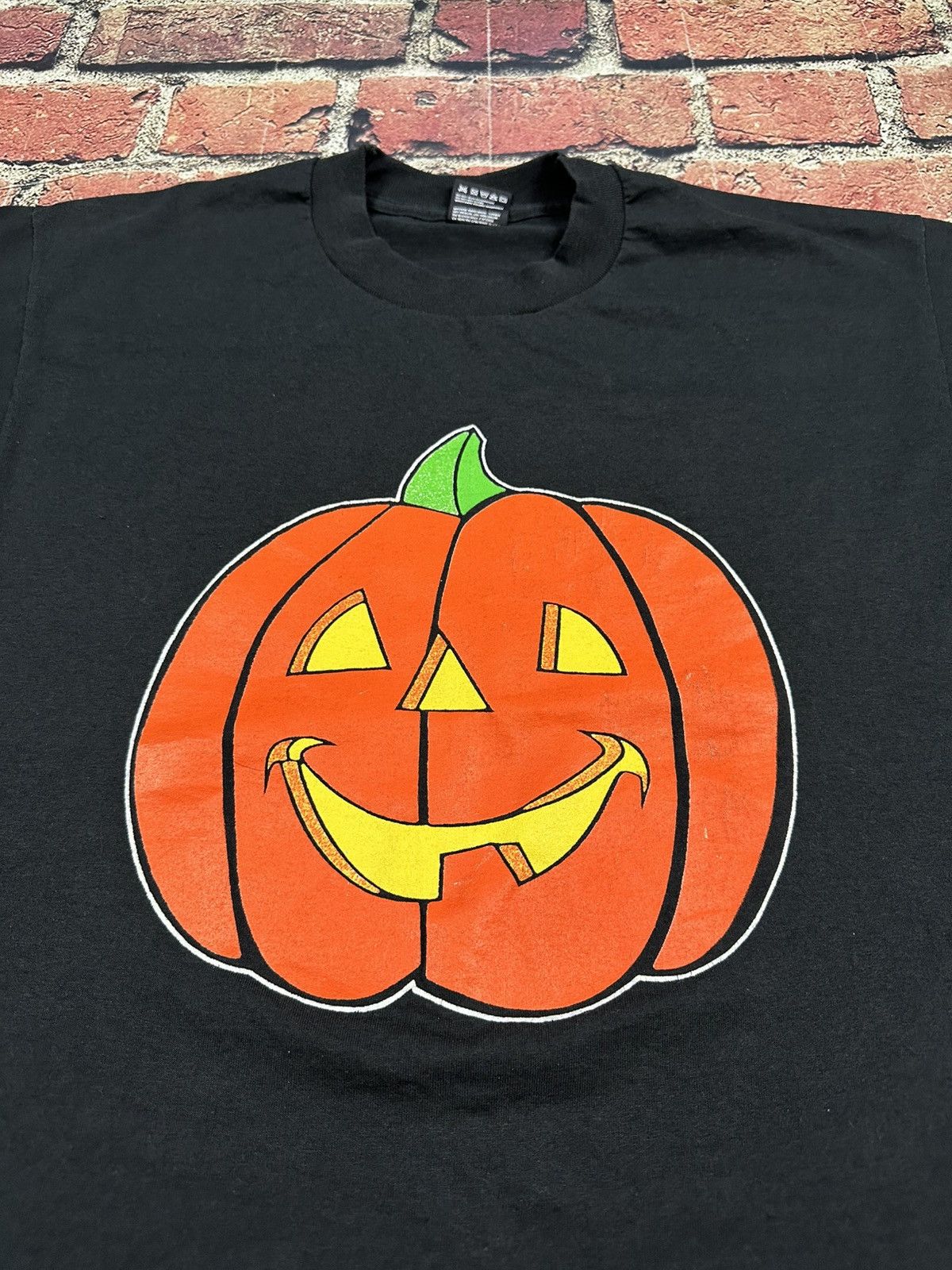 Fruit Of The Loom Vintage 90s HALLOWEEN Pumpkin JACK O LANTERN Single Stitch Size US L / EU 52-54 / 3 - 3 Thumbnail