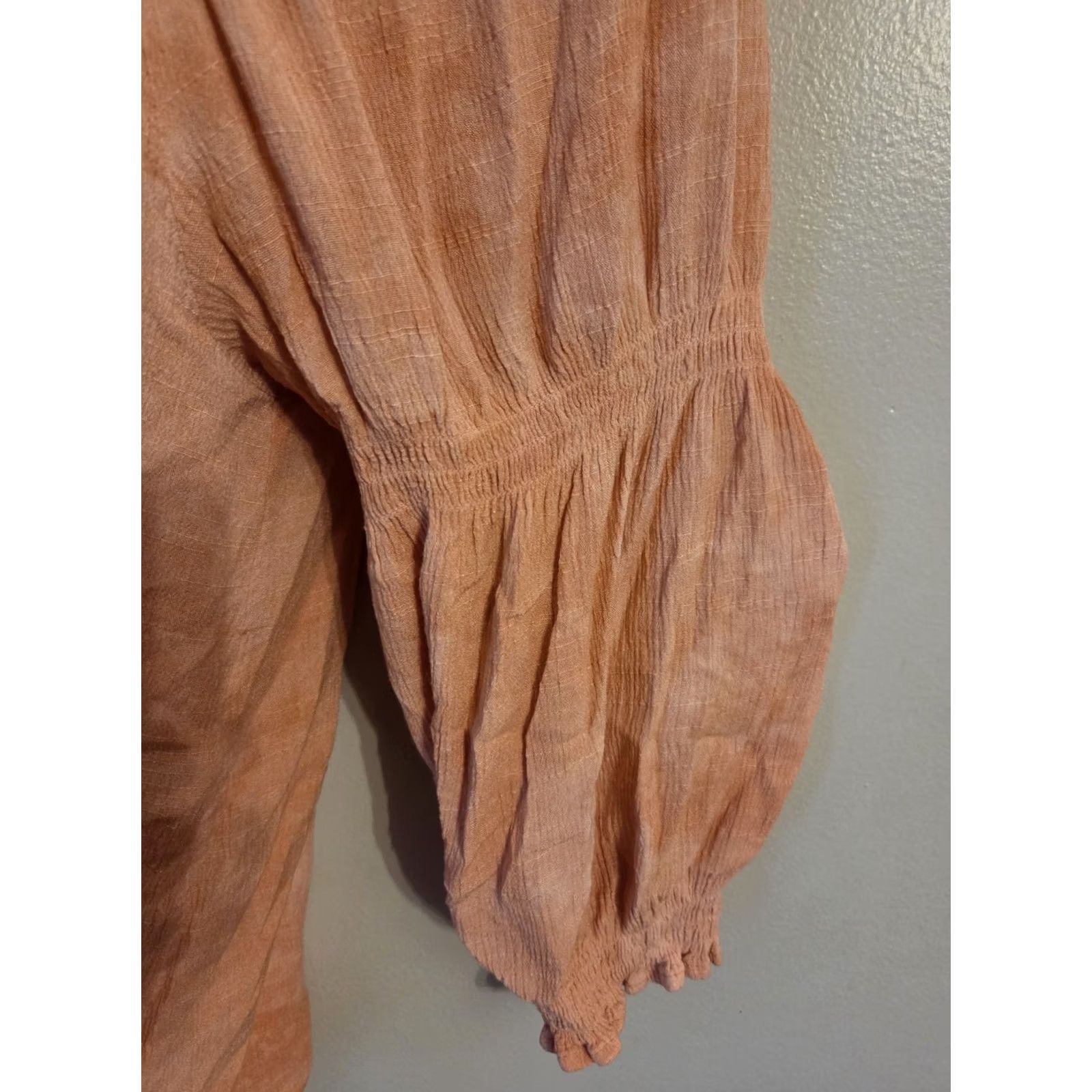 Vintage Maurices Orange Smocked Trim Crinkle Top Blouse Hippie Boho Festival 2X XXL Womens Size XXL / US 16-18 / IT 52-54 - 4 Thumbnail