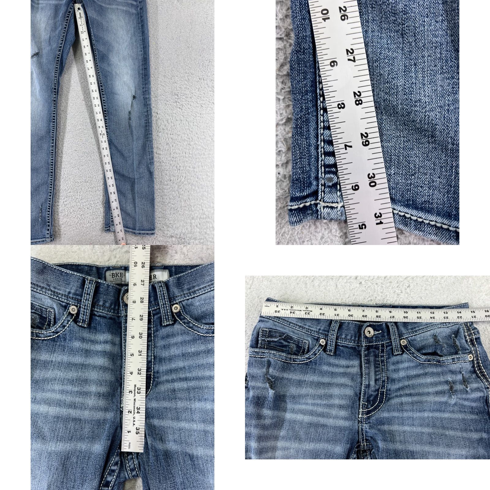 Vintage BKE Jeans Men 30 L Blue Denim Embroidered Distressed Asher Buckle 29x31 Size US 30 / EU 46 - 8 Thumbnail