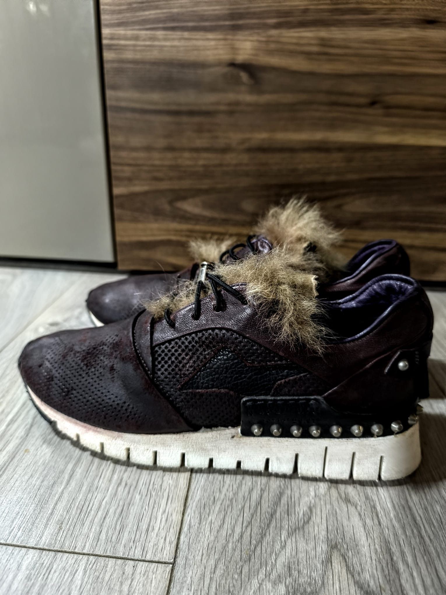 A.S.98 A.S.98 Denastar leather sneakers fur detailed studded Size US 10 / IT 40 - 2 Thumbnail