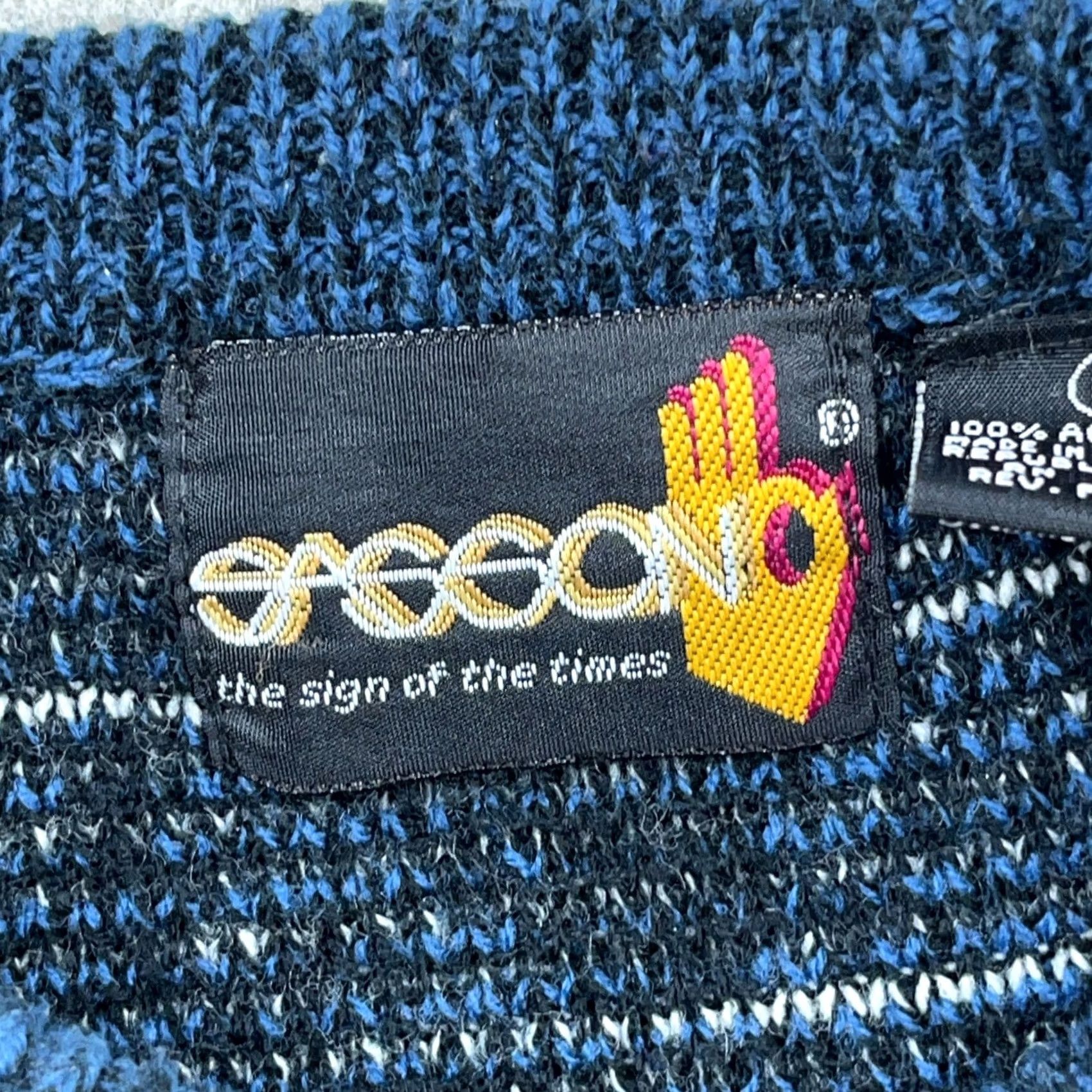 Vintage VINTAGE Grandpa Sweater Mens Large Blue Black Geometric Crewneck 80s 90s Cosby Size US L / EU 52-54 / 3 - 3 Thumbnail