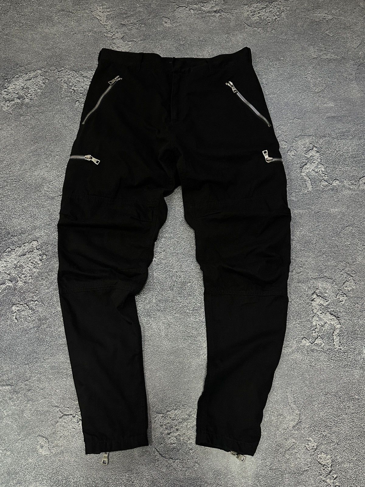 Balmain Tactical Cargo Multi Zip Dark Black Pants Size M