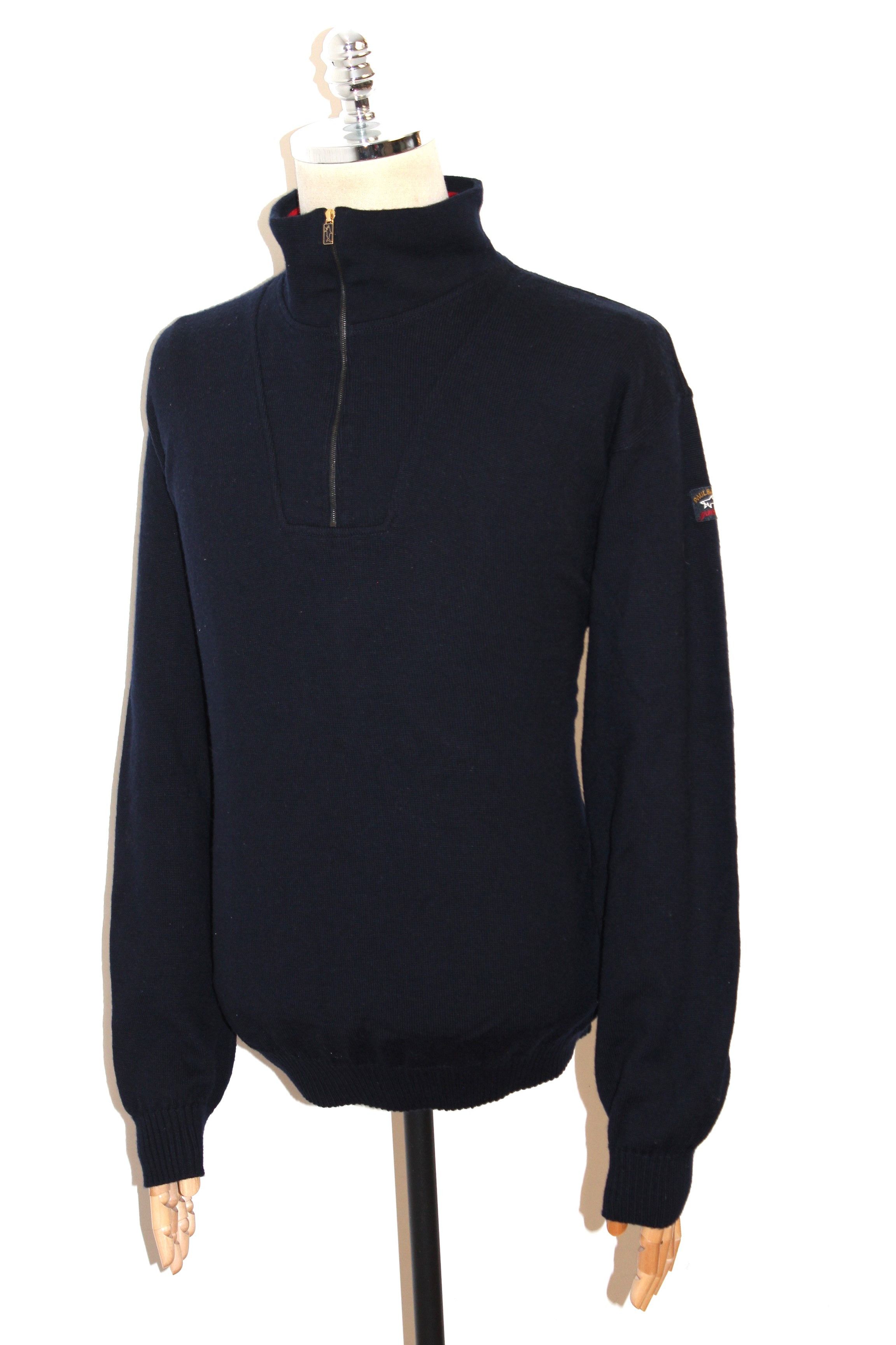 PAUL & SHARK YACHTING Pullover Con Zip E Toppe Blu - Modello COP1028, Taglia XXXXXL - 6