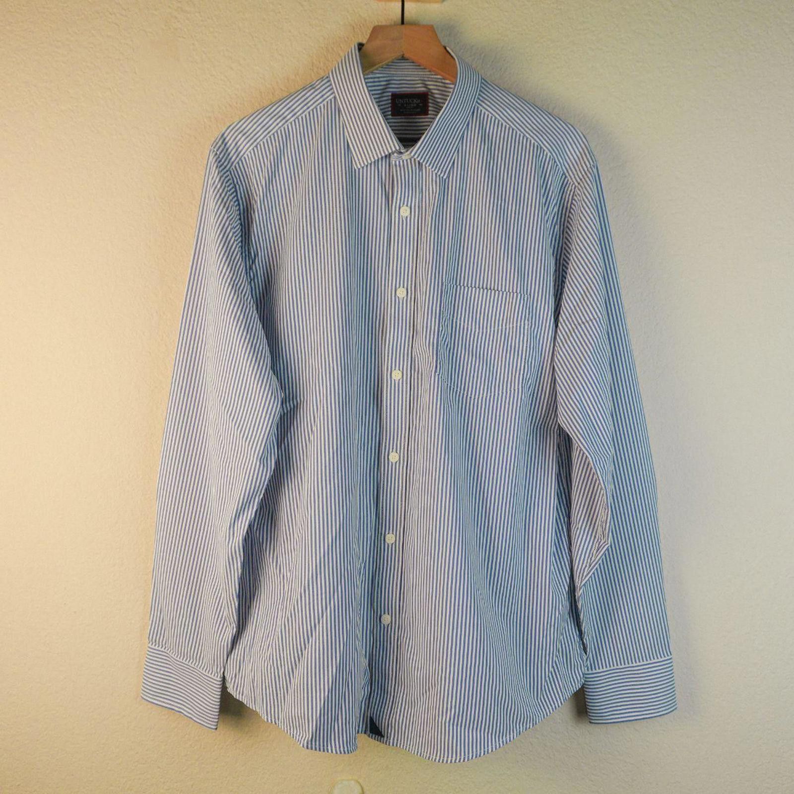 UNTUCKit UNTUCKit Shirt Men's XL Blue Striped Size US XL / EU 56 / 4 - 1 Thumbnail