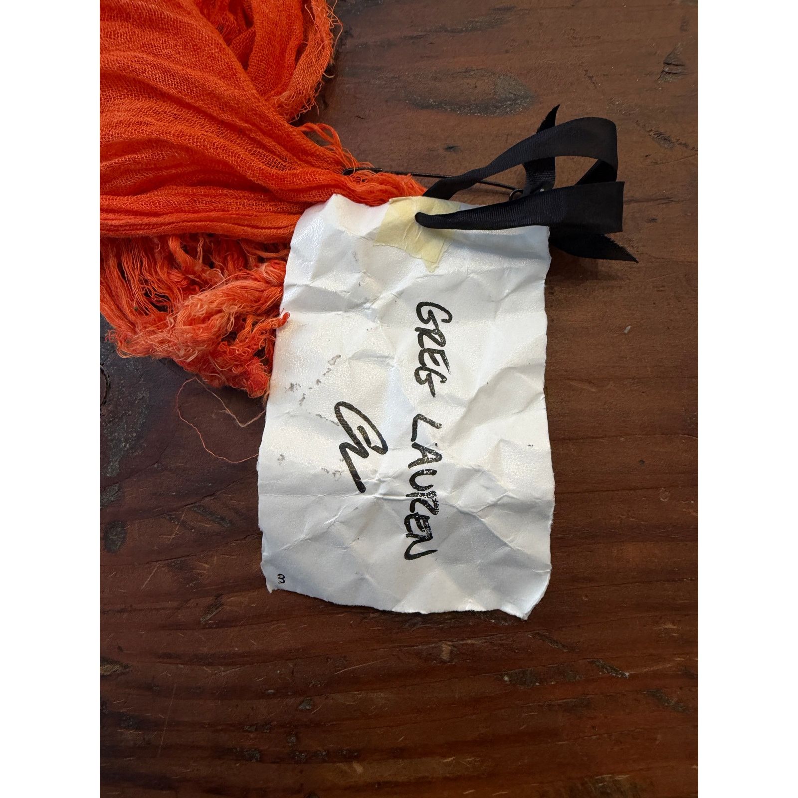 Greg Lauren Greg Lauren SAMPLE Orange Linen Scarf Size ONE SIZE - 5 Thumbnail