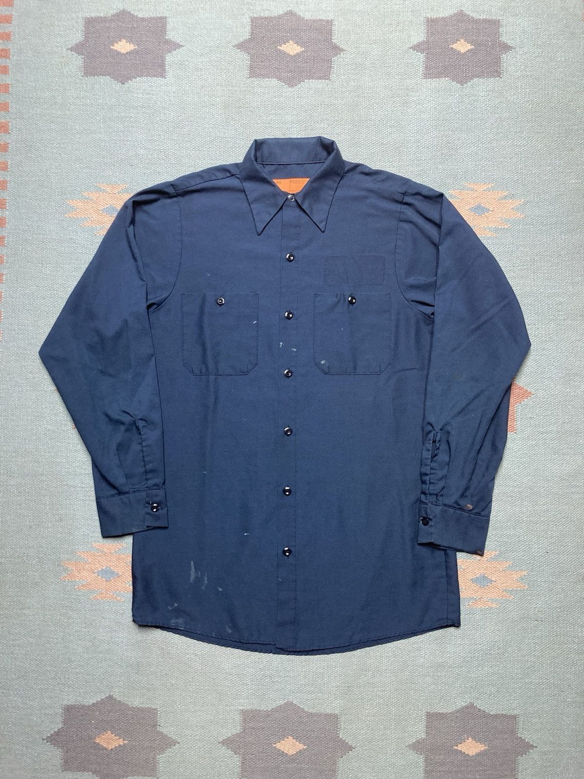 Red Kap × Vintage Vtg red kap work shirt navy blue paint distressed small Size US S / EU 44-46 / 1 - 1 Thumbnail