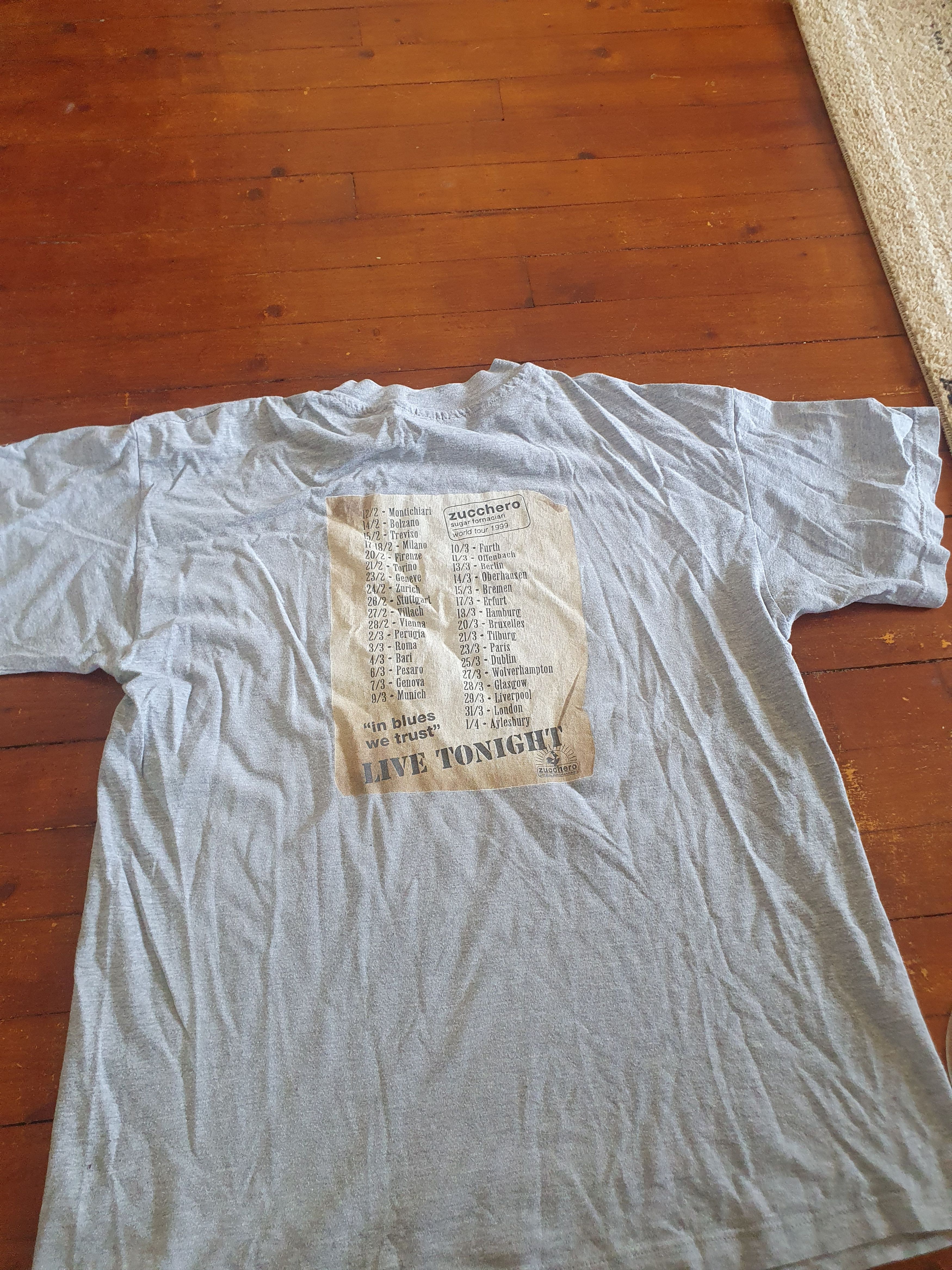 Band Tees × Hanes × Vintage Zucchero Blue Sugar Fornaciari World Tour Vtg 1999 tee sz L Size US L / EU 52-54 / 3 - 8 Thumbnail