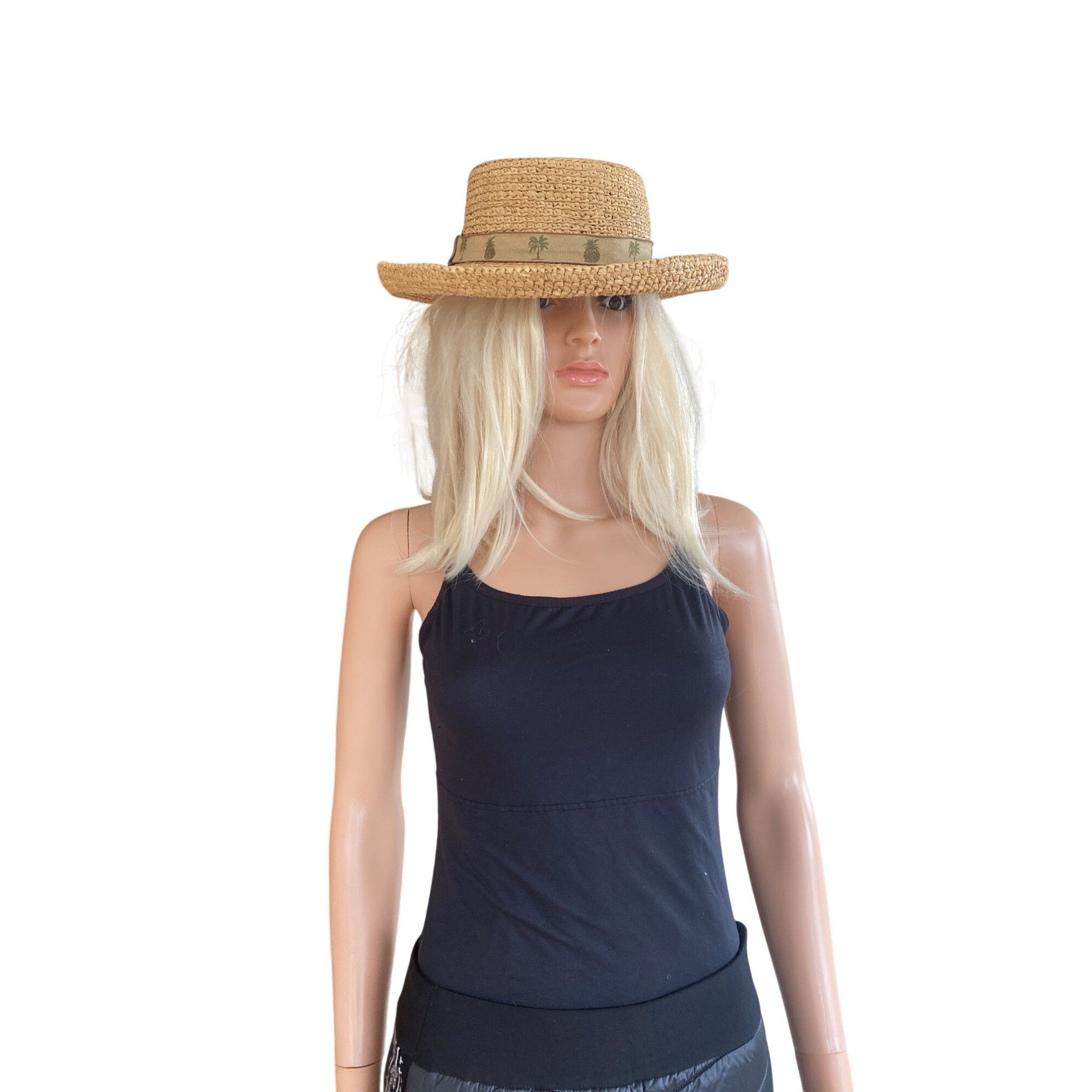 Other SCALA Wide Brim Straw Raffia Safari Hat S/M Unisex Palm Tree Size ONE SIZE - 11 Thumbnail