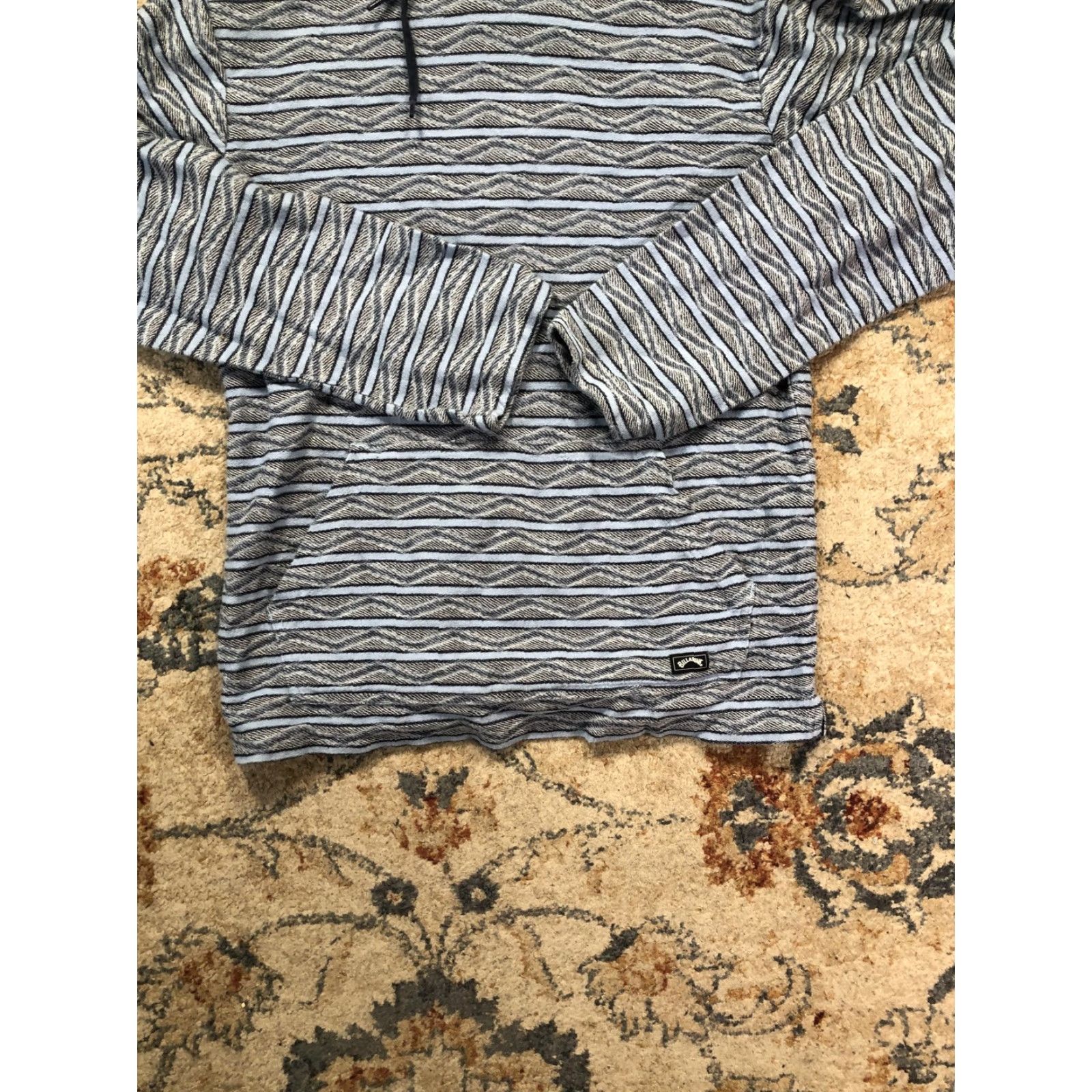 Billabong Billabong Hoodie Shirt Mens M Blue Striped Lightweight Pullover Pocket Wool? (Note: Wool not in original) Size US M / EU 48-50 / 2 - 5 Thumbnail