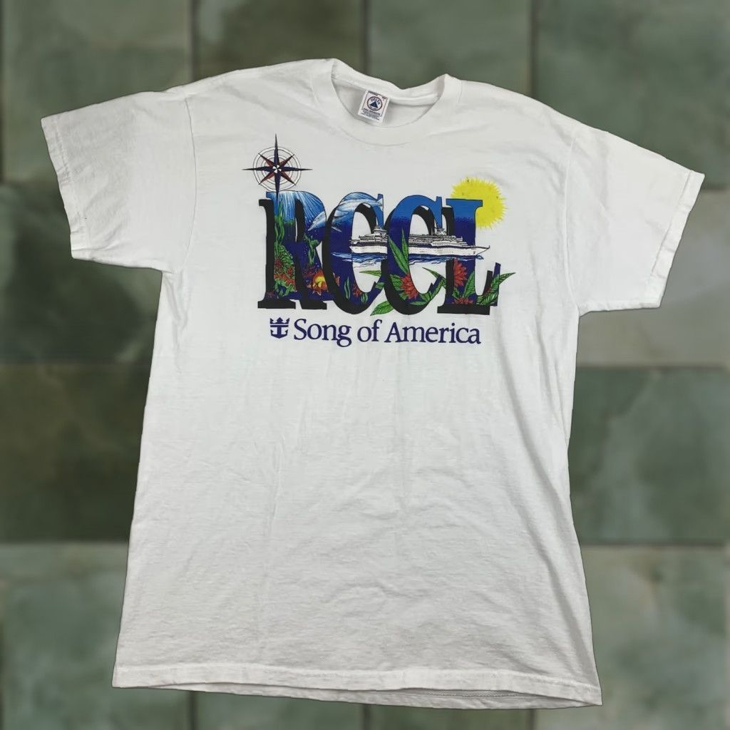 Delta VINTAGE Royal Caribbean Shirt | Delta | T-Shirt | Adult Large | White | 90s | Tropical | Crew Neck | Short Sleeve | Men Size US L / EU 52-54 / 3 - 1 Thumbnail