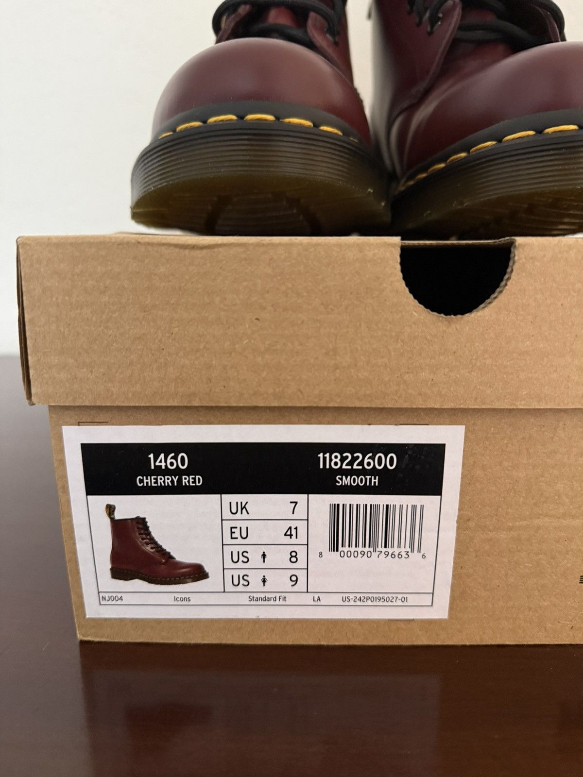 Dr. Martens NWT Dr. Martens 1460 Smooth Leather Lace Up Cherry Red Boots Size US 8 / EU 41 - 4 Thumbnail