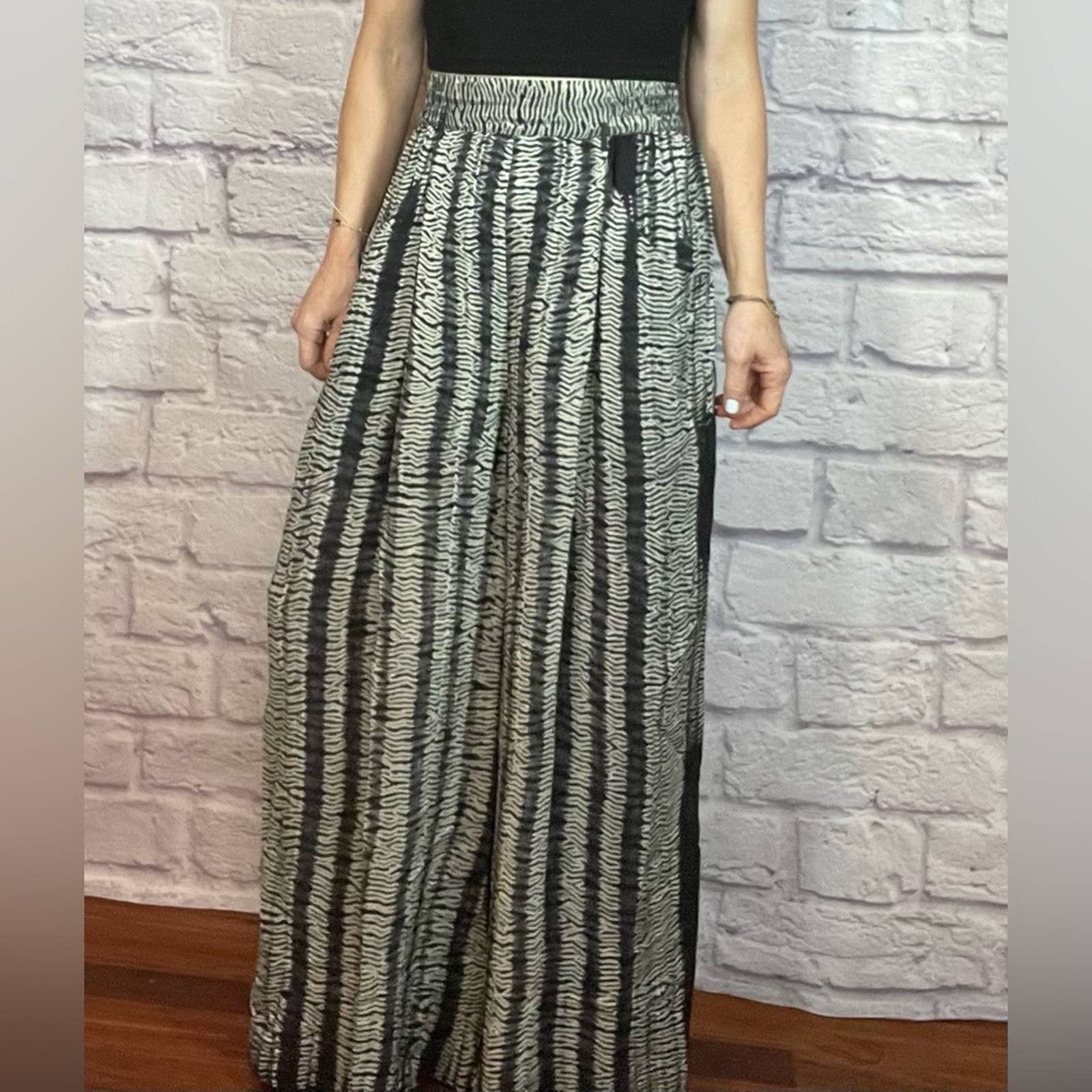 image of Anthropologie NWT Laura Siegel Silk Shibori Pants in Grey, Women's (Size 26)
