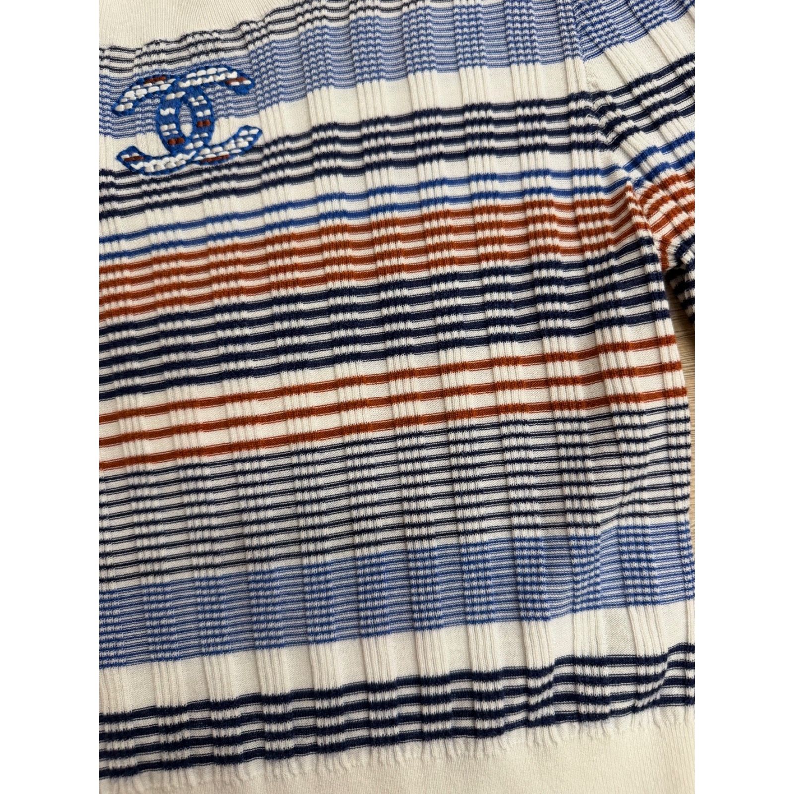 Chanel Chanel 21C Blue White Orange Striped CC Logo Top Pullover 38 Size XS / US 0-2 / IT 36-38 - 8 Thumbnail
