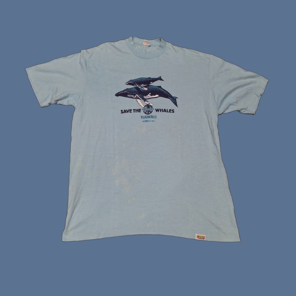Hanes VINTAGE 70s HANES T-Shirt Unisex Adults XL Crew Neck Short Sleeve Blue Peace Animals Nature 70s Size US XL / EU 56 / 4 - 1 Thumbnail