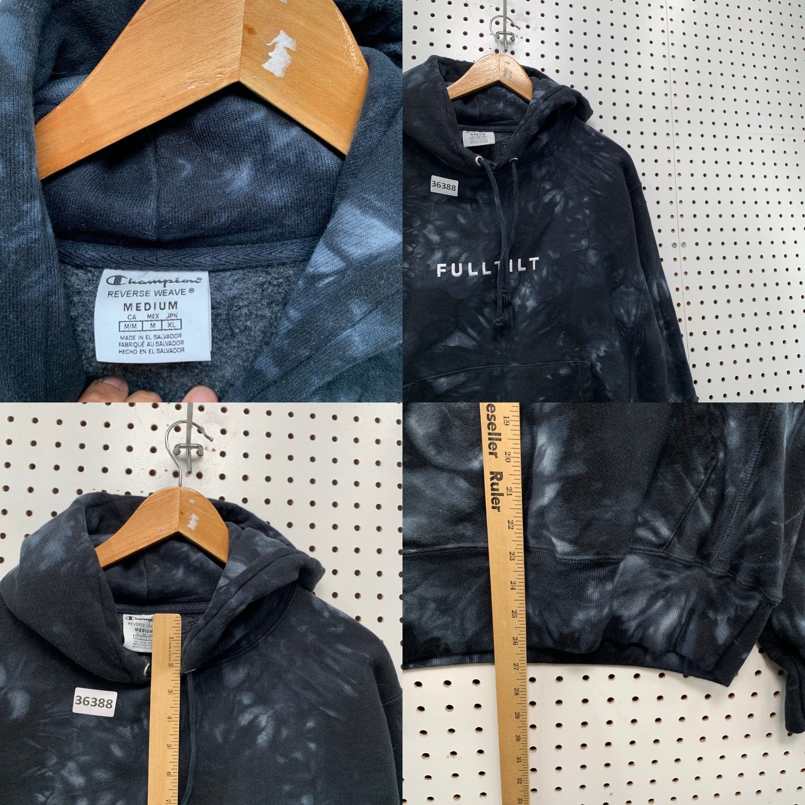 Champion VINTAGE Champion Reverse Weave Hoodie Mens Medium Black Acid Wash Pullover Fleece Heavyweight Size US M / EU 48-50 / 2 - 8 Thumbnail