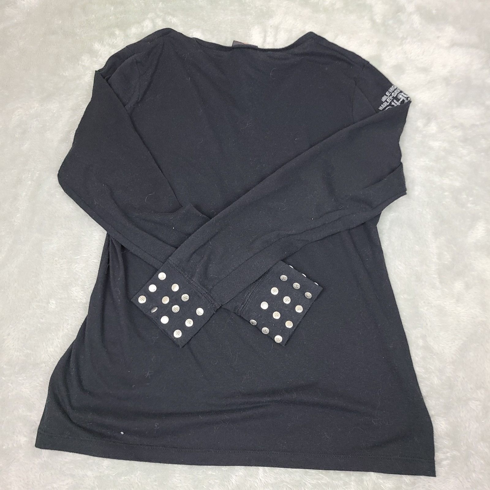 Harley Davidson Harley-Davidson Top Tee Women Large Sleeve Long Sleeve Bla Size L / US 10 / IT 46 - 10 Thumbnail