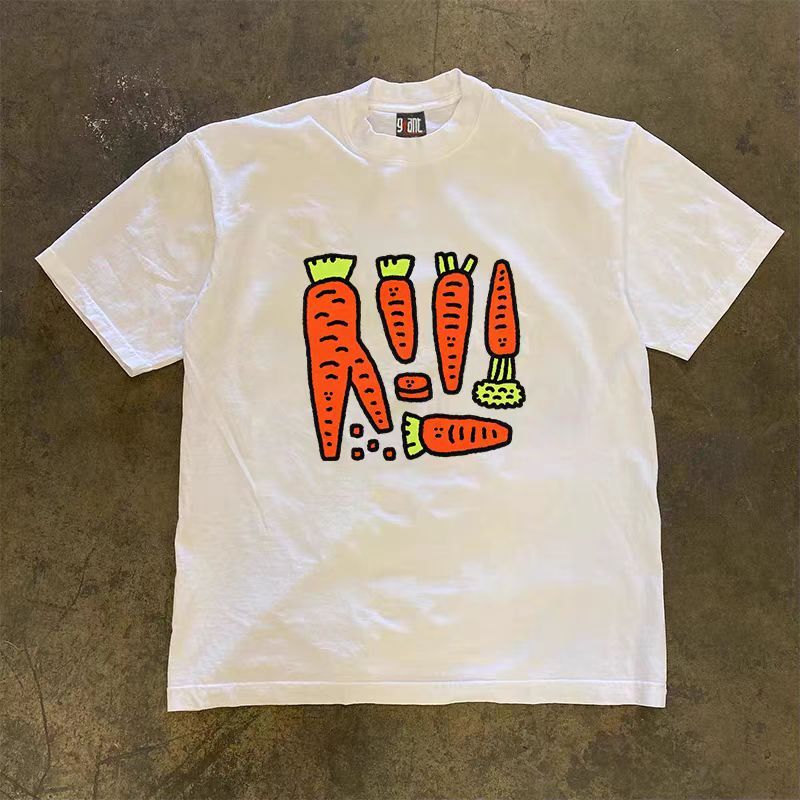 Japanese Brand × Vintage White street washed retro carrot print t-shirt Size US M / EU 48-50 / 2 - 1 Thumbnail