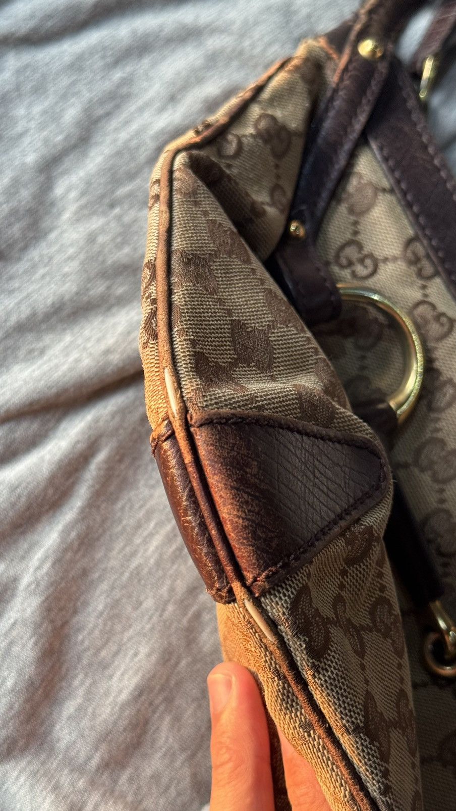 Gucci Gucci 2000s Large Horsebit Shoulder Bag GG Monogram Canvas Size ONE SIZE - 5 Thumbnail