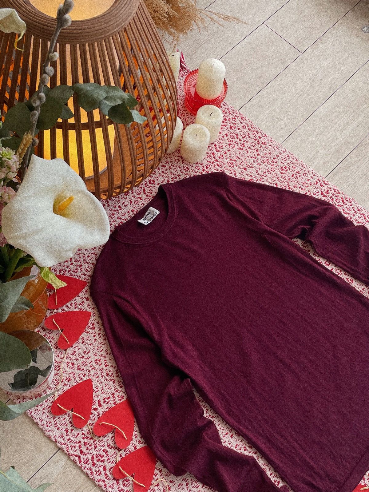 Acne Studios Acne Studios “Kurt” Burgundy Merino Sweater Size XS / US 0-2 / IT 36-38 - 1 Thumbnail