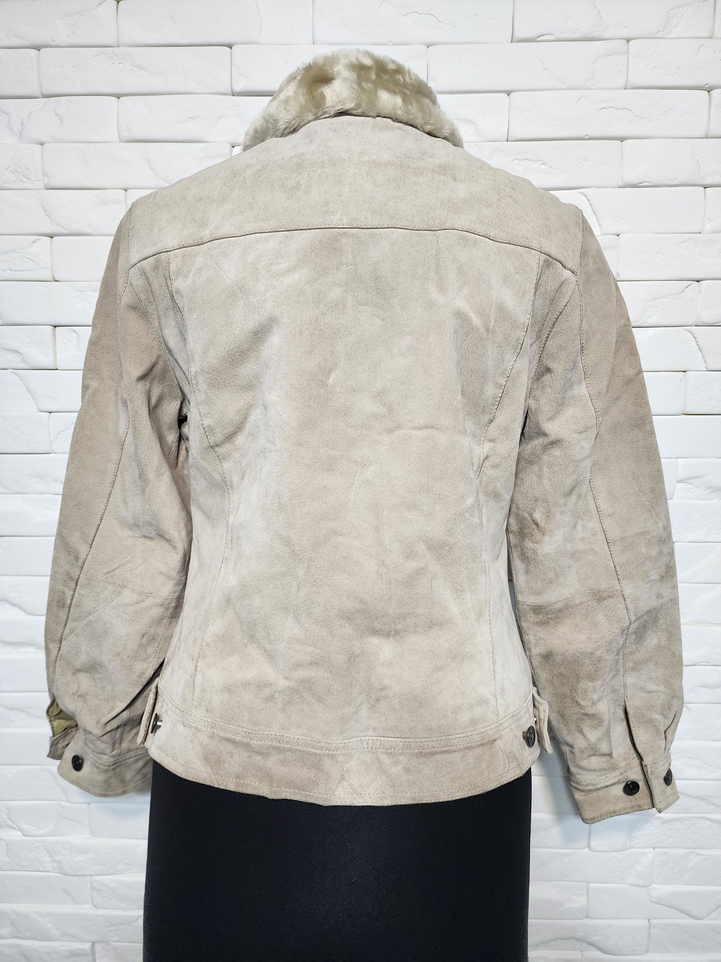 Genuine Leather Beige Suede Denim Style Jacket: Women's Leather Jacket Size M / US 6-8 / IT 42-44 - 4 Thumbnail