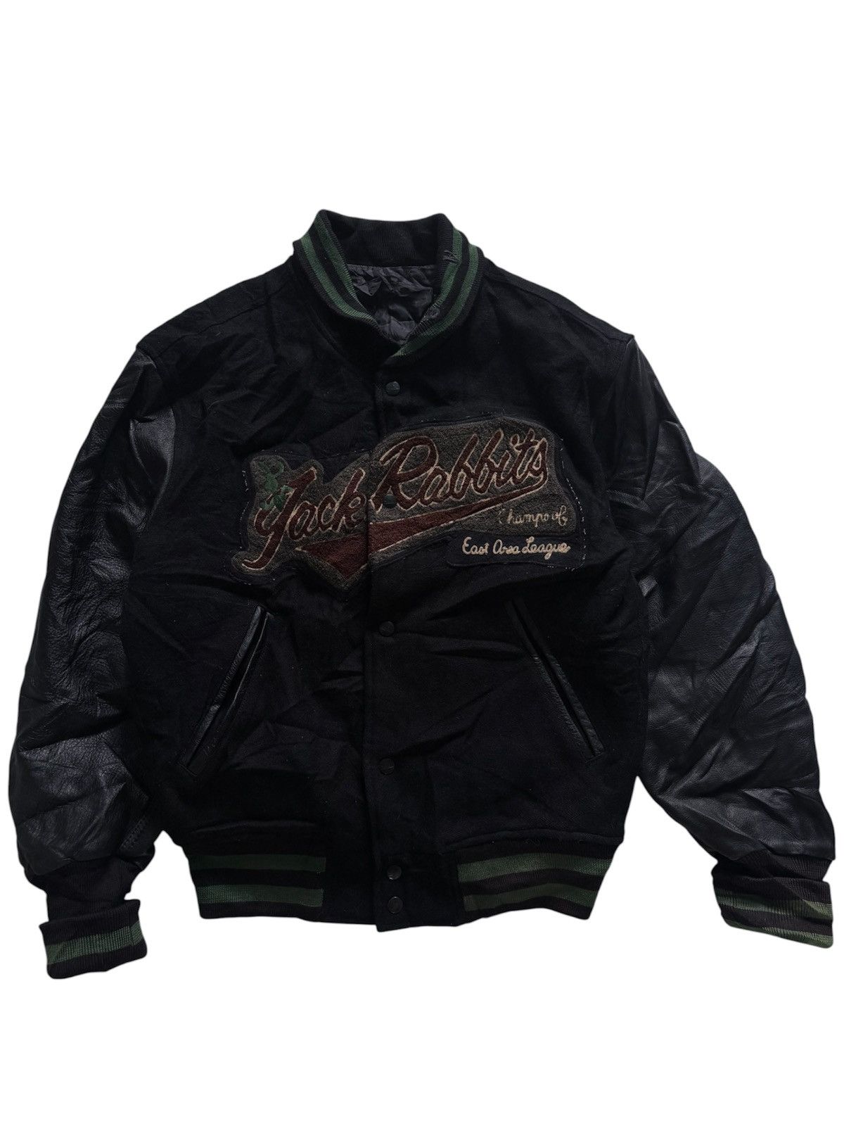 Japanese Brand Vintage 80s 90s Abahouse Leather Sleeve Varsity Jacket Size US L / EU 52-54 / 3 - 1 Thumbnail