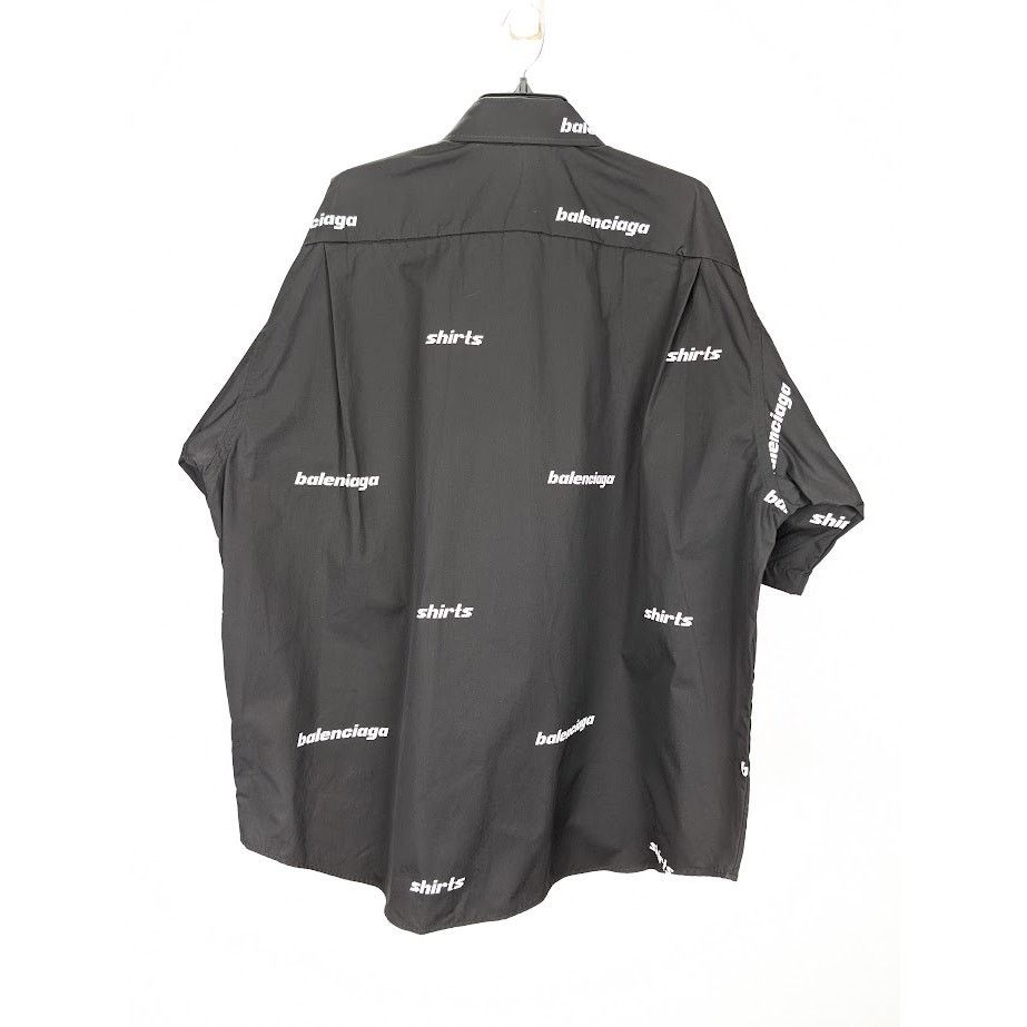 Balenciaga o1rshd1 Shirt Allover Poplin in Black/White Size US M / EU 48-50 / 2 - 8 Thumbnail