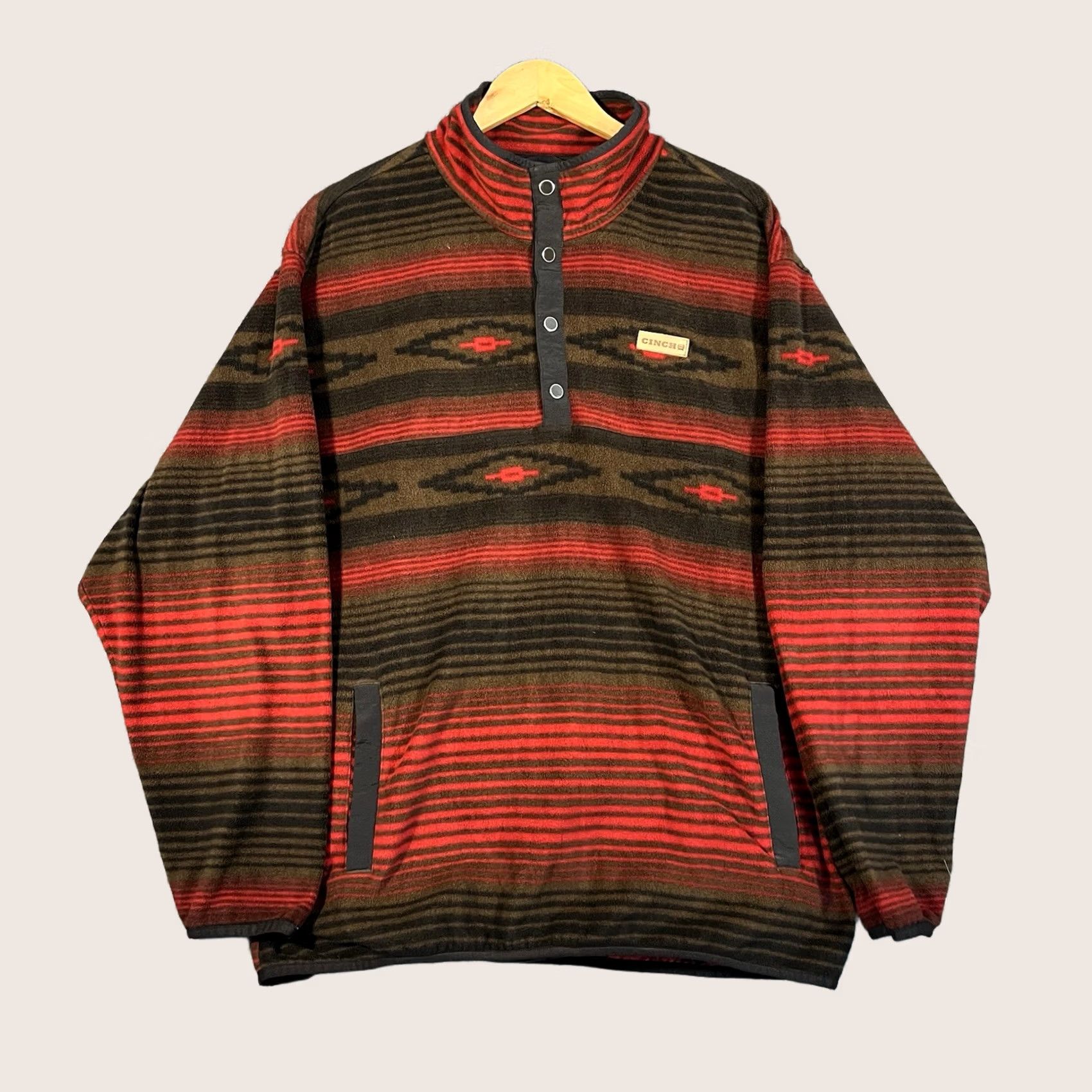Vintage Cinch Fleece Pullover Jacket Mens XL Aztec Southwestern Western Navajo Snap Size US XL / EU 56 / 4 - 1 Thumbnail