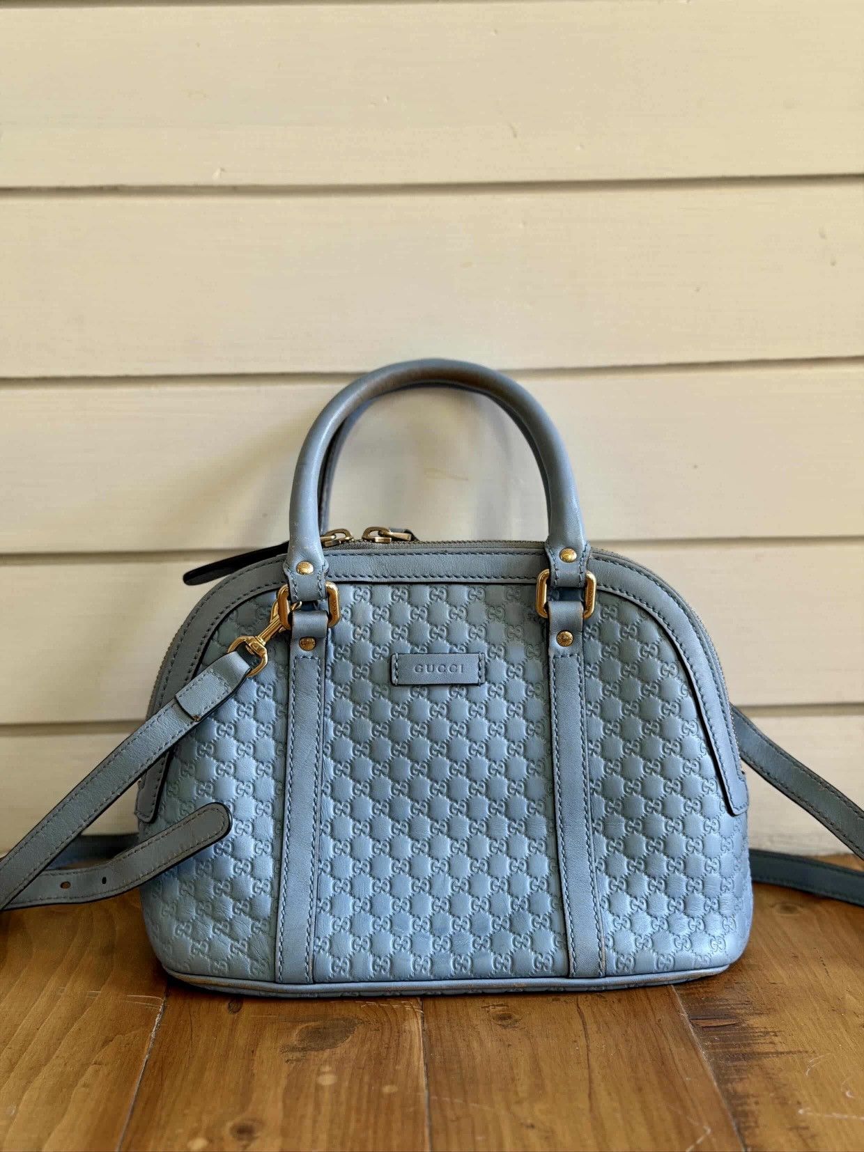 Gucci GUCCI BLUE MICRO GUCCISSIMA CROSSBODY LEATHER BAG Size ONE SIZE - 3 Thumbnail
