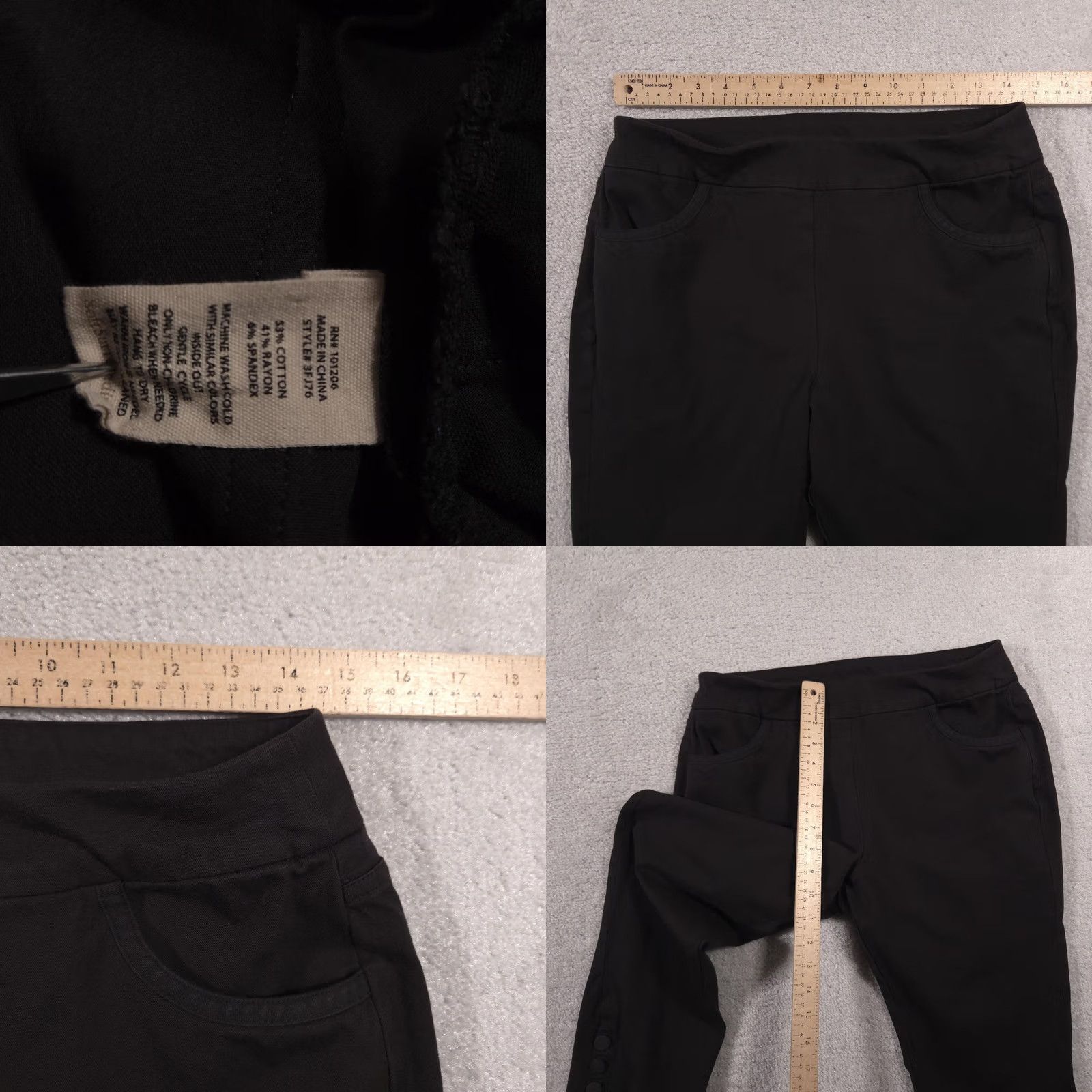 Soft Surroundings Soft Surroundings Pants Womens Petite Medium Black Pull On Cropped Tapered Knit Elastic Waist Pockets Button Hem 20in Inseam Size 32" / US 10 / IT 46 - 8 Thumbnail
